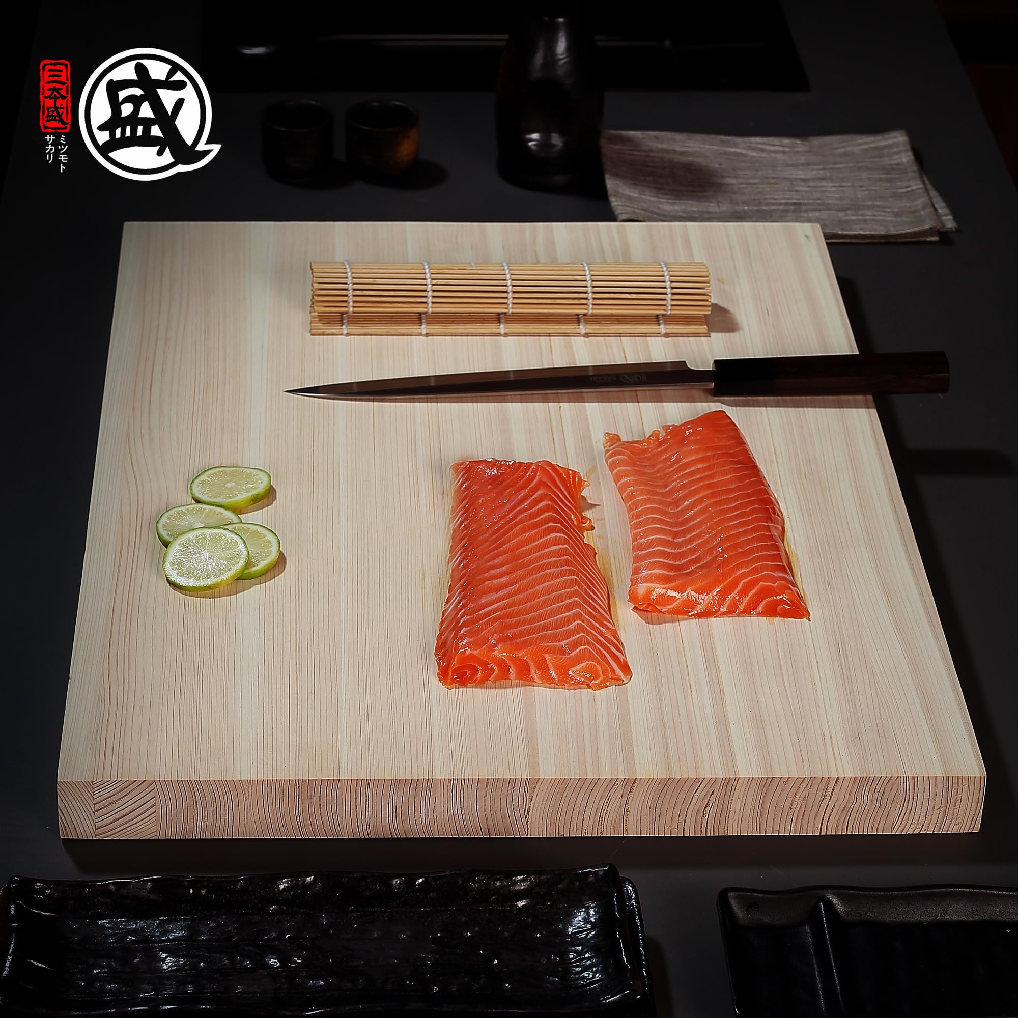 MITSUMOTO SAKARI 60*45*3.5 cm Tabla de Cortar Profesional de Ciprés Japonés | Madera Hinoki Maciza Natural, sin Recubrimientos, 3 Tamaños para Cocinas, Regalo Gastronómico Práctico