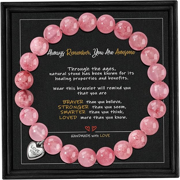 Stocking Stuffers for Teens, Christmas Gifts for Mom from Daughter Beaded Bracelets for Women Teen Girl Gifts Adjustable Charm Link Bead Birthday Graduation Gift for Her Girlfriend Sister