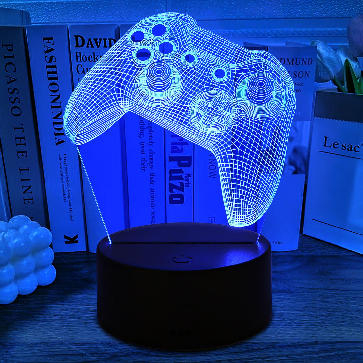 Gemi 3D Gaming Lamp, 16 Dimmable Colours, Rechargeable, with Cable, Touch Controls and Remote Controls, Gamer Deco Room