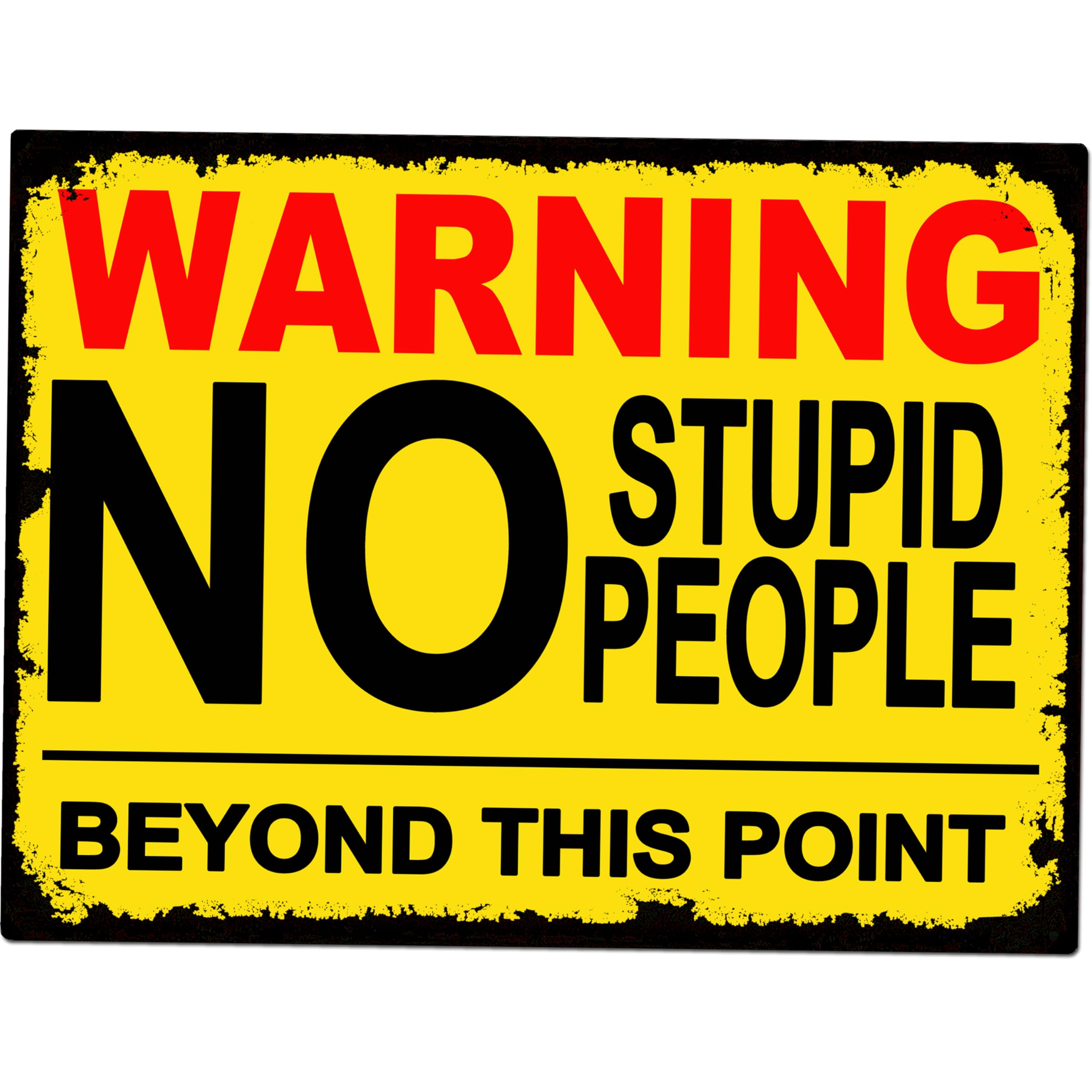 Shawprint No Stupid People Funny Metal Bar Signs Father's Day Bar Accessories for Home Pub Indoor & Outdoor Garden Bar Garage Vintage Wall Plaque Man Cave Gift Vintage Retro Plaque. (A4)