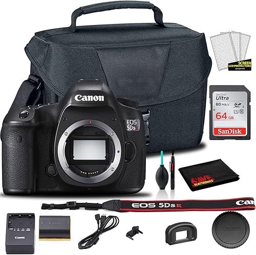 Canon Cámara DSLR EOS 5DS R (solo cuerpo) (0582C002), bolsa EOS, tarjeta Sandisk Ultra de 64 GB, juego de limpieza y más (renovada)