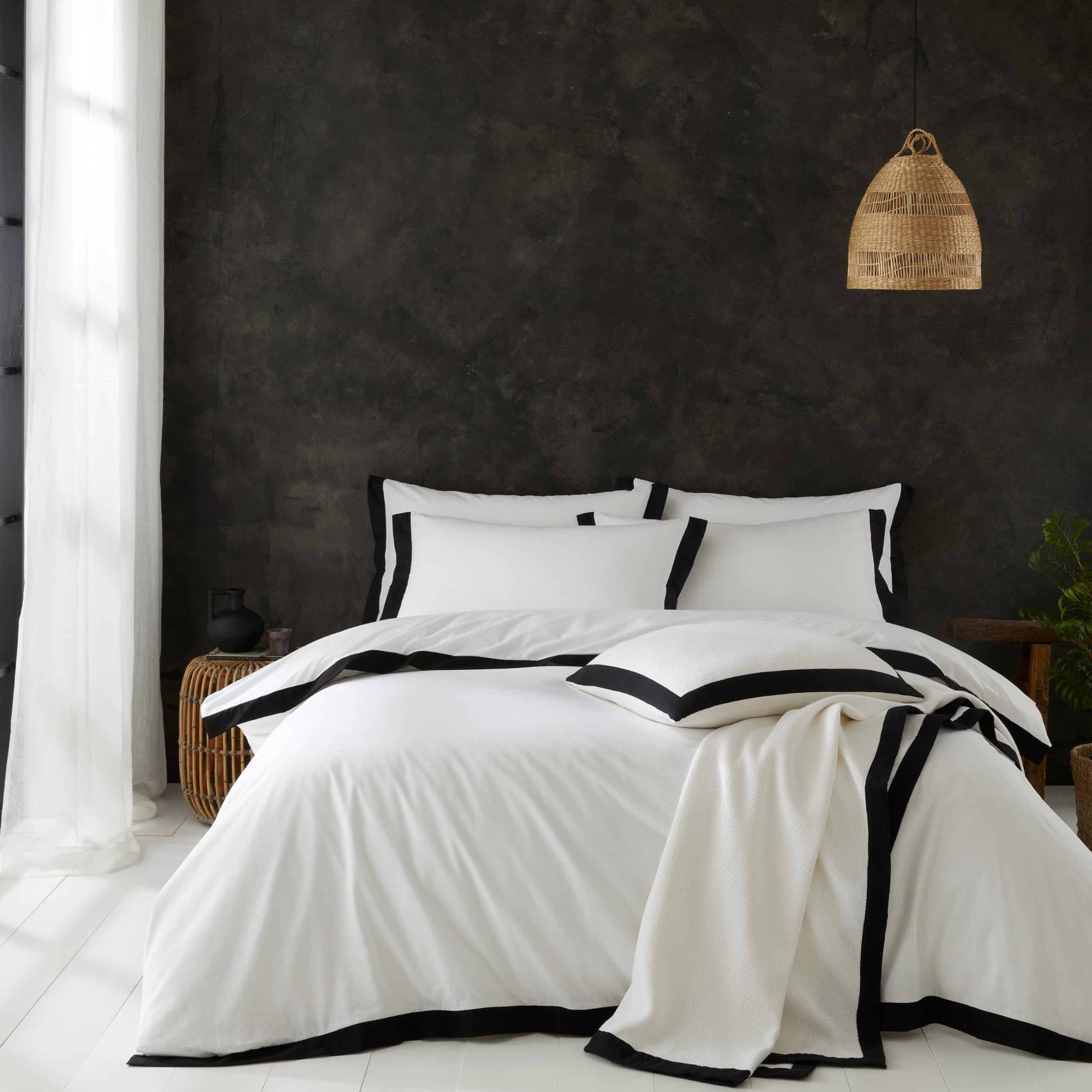 Style Sisters Textured Cotton King Duvet Cover Set with Pillowcases Ivory
