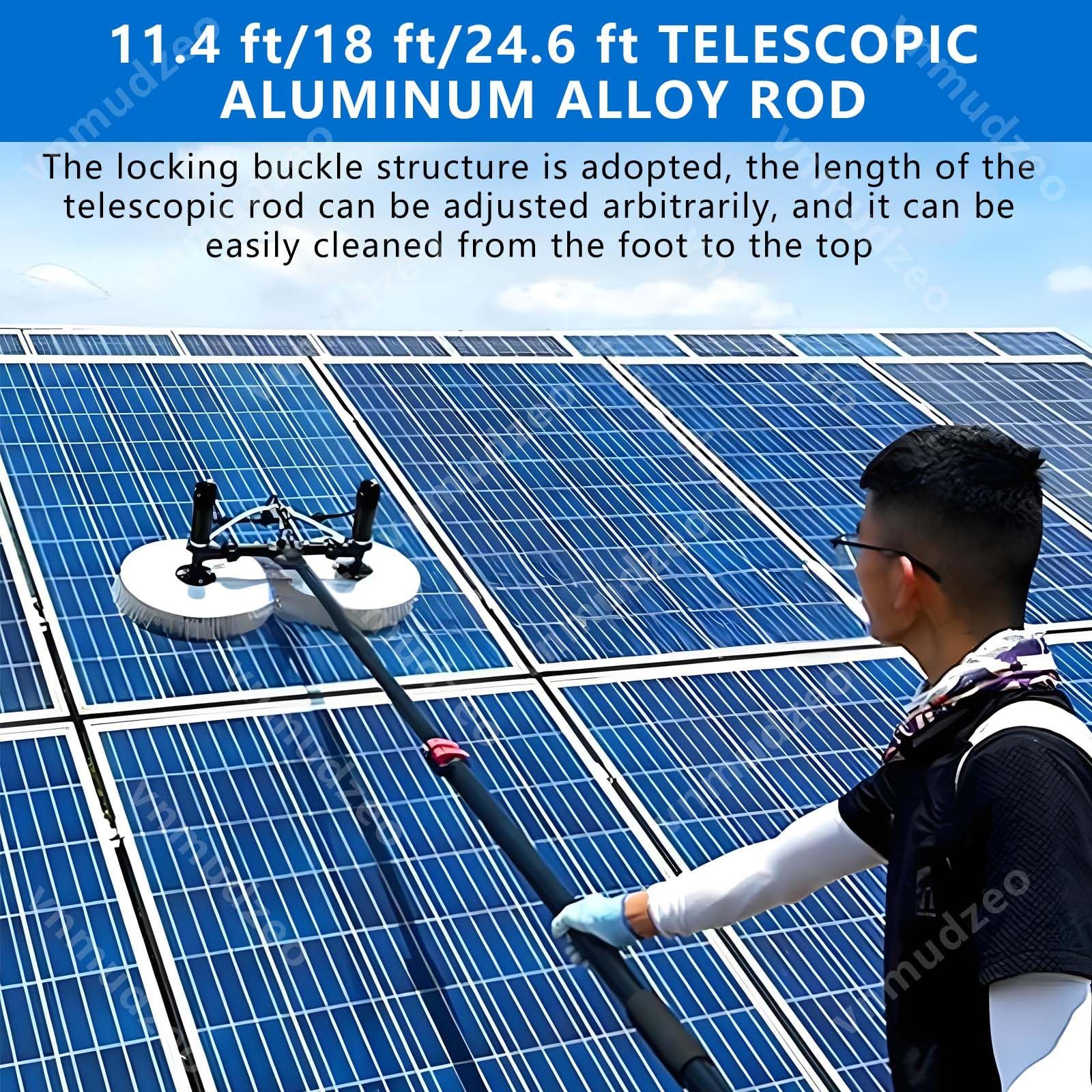 Solarmodul-Reinigungsroboter, Dual-Use 300 W 320 U/min, Doppelkopfbürste, 3,5 / 5,5 / 7,5 m Verlängerungsstange, Outdoor-Solarpanel und Fensterglas-Waschwerkzeug