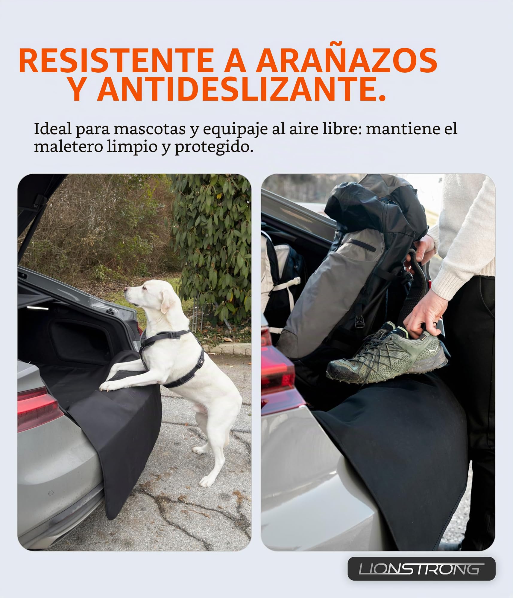 LIONSTRONG Protector de Umbral Maletero [Acolchado e Impermeable] – Alfombrilla de Protección Universal para Coches Compactos a SUV – Protección Maletero Perros – Resistente Arañazos