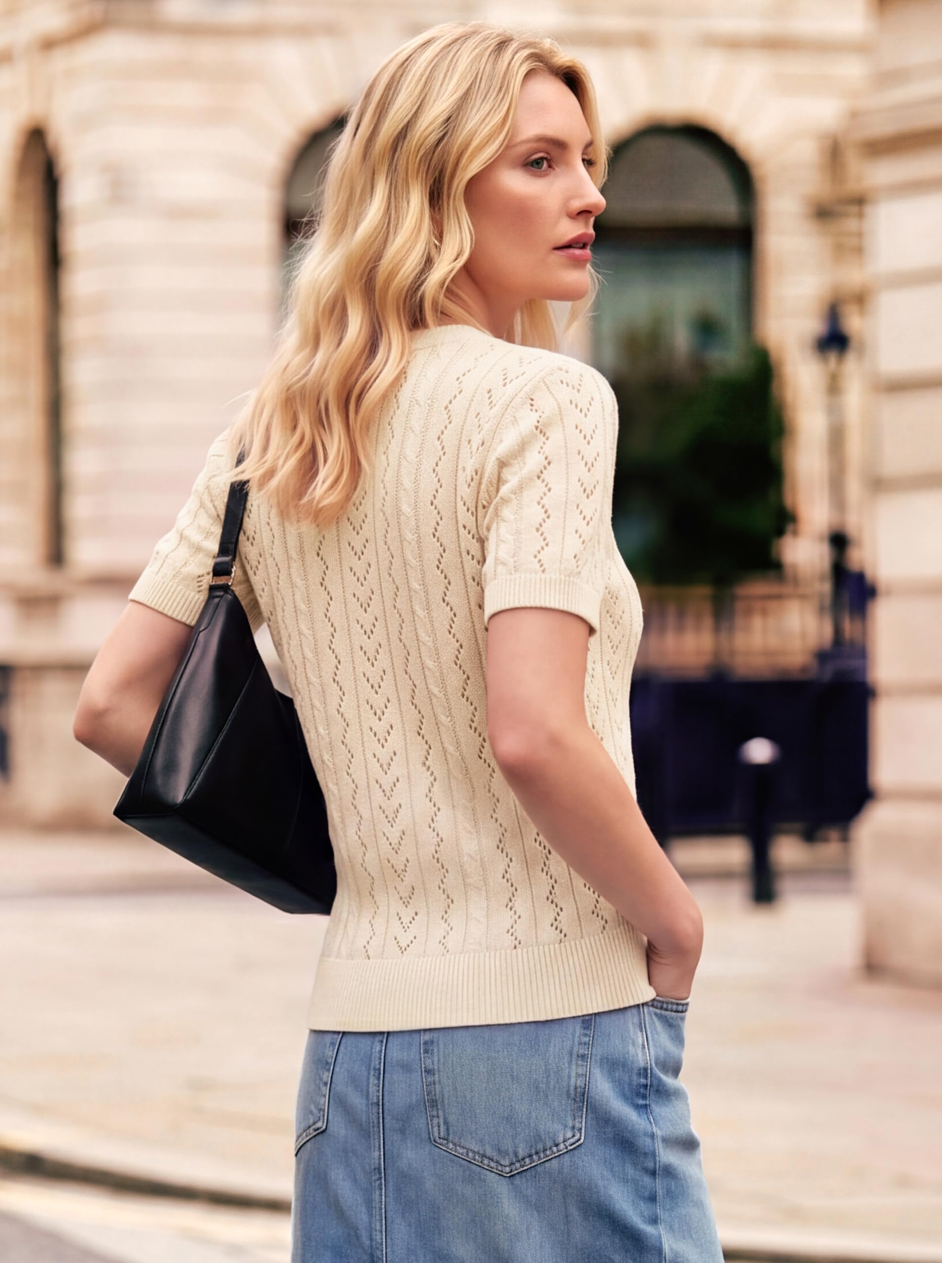 Newshows Cardigan da donna a maniche corte, estivo, leggero, all'uncinetto, scollo a V, bolero Shrugs Top per abito