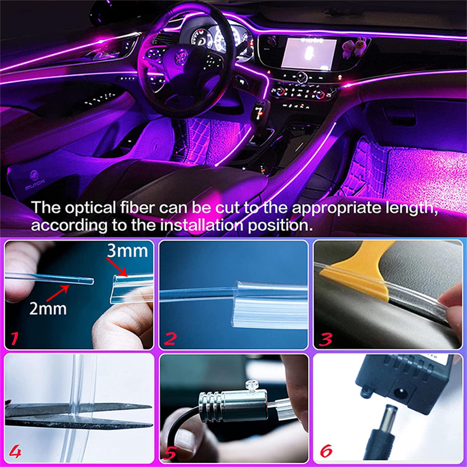 Tira De Luces LED para Interior De Coche, 9 En 1, Luz Ambiental, Atmósfera De Coche, Tira De Luz RGB, Accesorios De Barra LED, Kit De Decoración De Salpicadero De Puerta Interior
