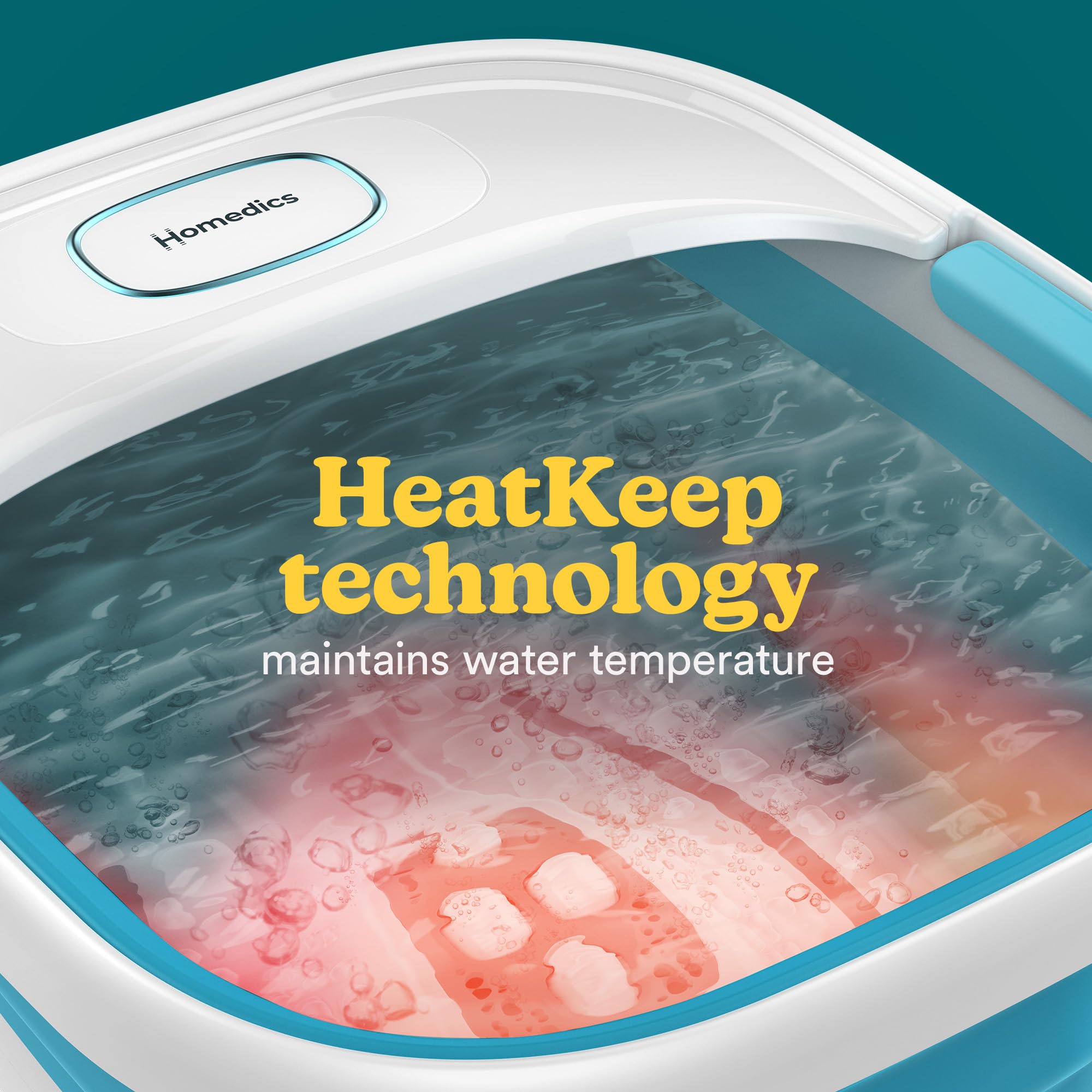 Homedics FootSpa Massaggiante Pieghevole per Piedi con Bolle e HeatKeep | Vasca da Bagno per Piedi, Tecnologia HeatKeep, Spa per Donne e Uomini
