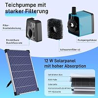 Biling 12W napelemes tófilter szivattyúval, 605 L/h, 4 fúvóka, 5m kábel 2