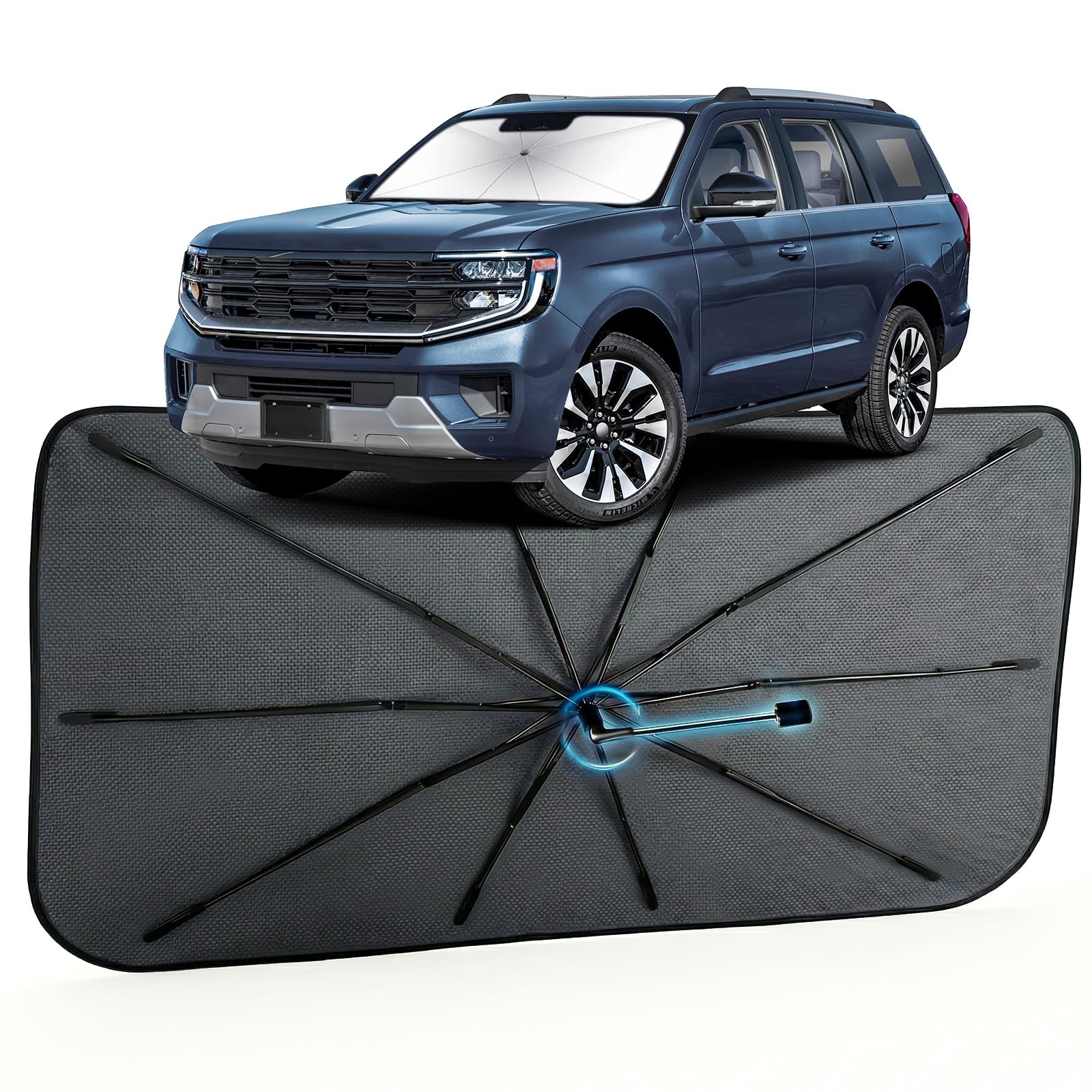 Car Windshield Sun Shade for Ford Expedition 2018-2026 –[Reflective Coated Fabric] Sunshade Umbrella for Front Window, Car Shades Sun Visor Keep Car Cool and Protects Interior, 1:1 Exact Fit