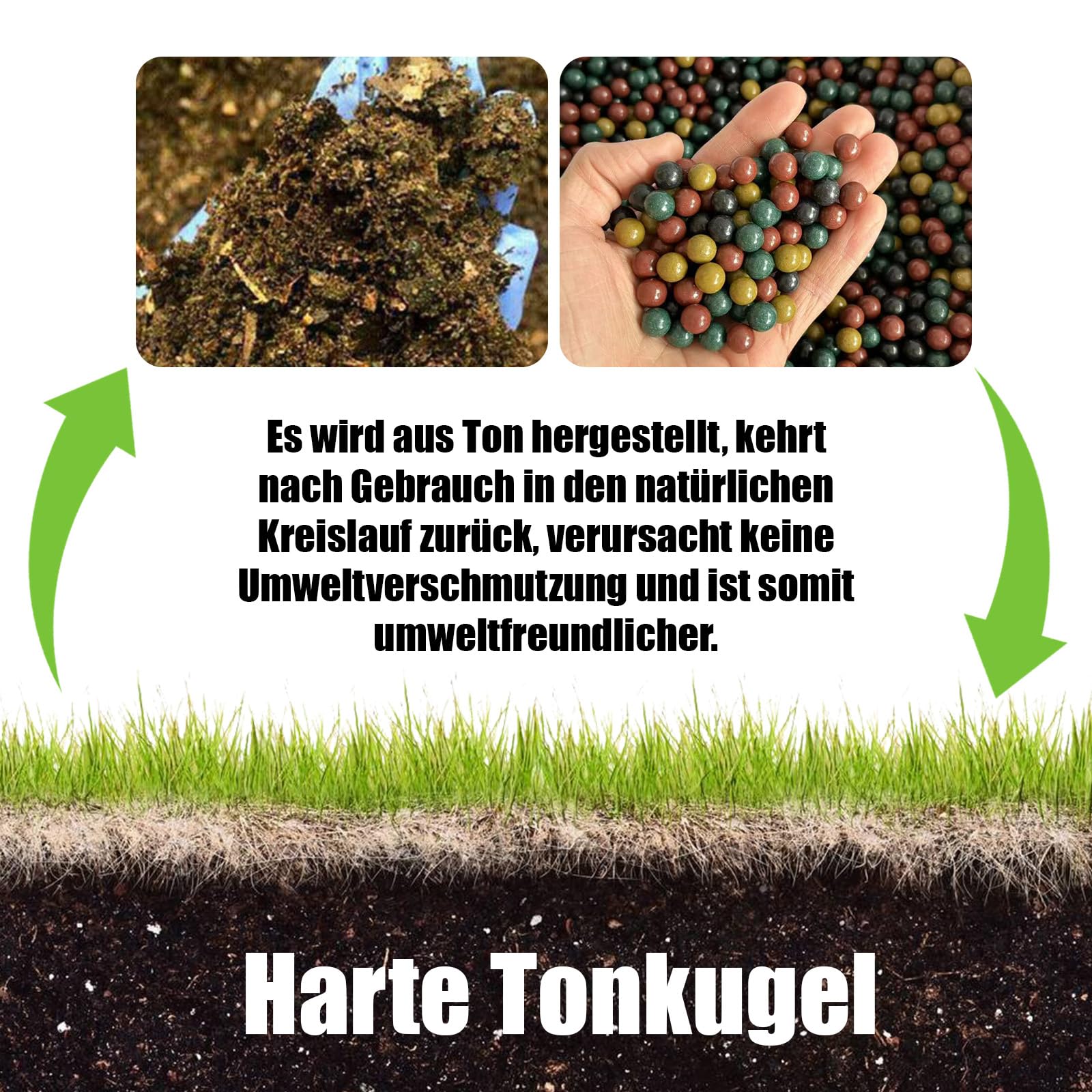 9mm Sfere per Fionda, Palla di Argilla dura, Sfere di Argilla Biodegradabili, Ecologiche Argilla Palline per Allenamento con la Fionda, 500g