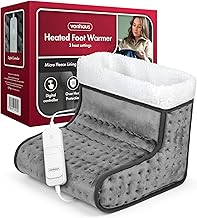 VonHaus Foot Warmer – Electric Heated Feet Heater – Fast Heat up, 3 Temperature Settings, Fleece Lining, Machine Washable, Auto Shut Off, Overheat Protection, for up to 12.5 Shoe Size, 2.3m Cable