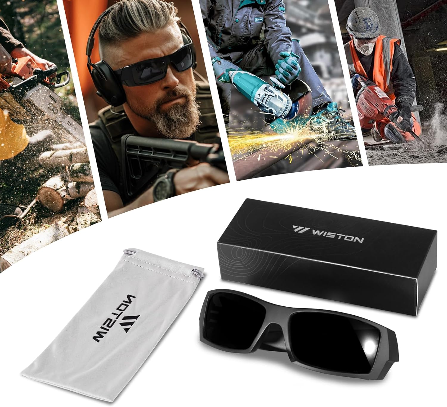 WISTON Z87 Sunglasses Wrap Around Sunglasses for Men Rectangular Safety Glasses UV400 for Sport Working 8231 - Image 7