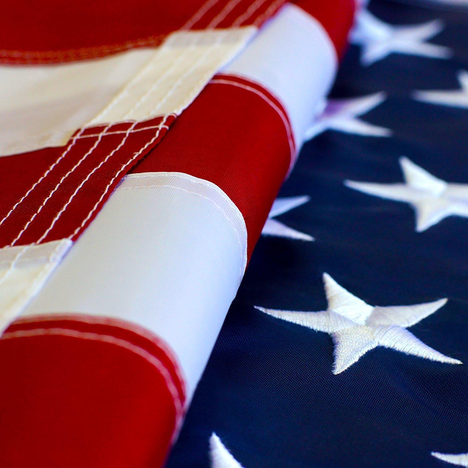AMERICAN FLAG FBNC, 10x15 FT, Durable Polyester, Embroidered WHITE Stars and 6 BRASS Grommets, STRENGTHENED by Double Stitching