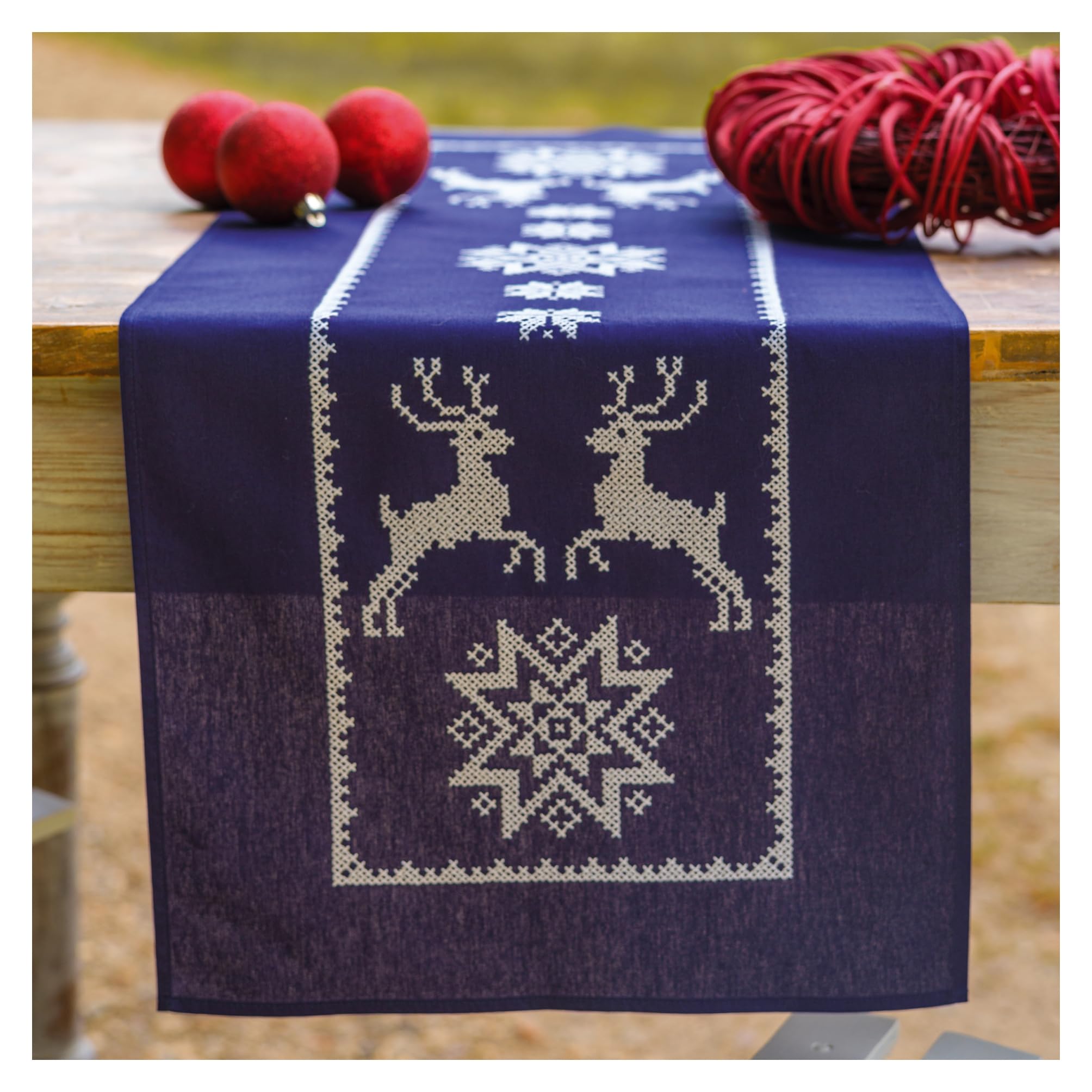 VERVACO Pre-Printed Cross Stitch Kit Scandinavia Table Linen Set DIY Creative Approx. 35 x 95 cm Kit Hobby Creative Adults Home Decor Cross Stitch Runner