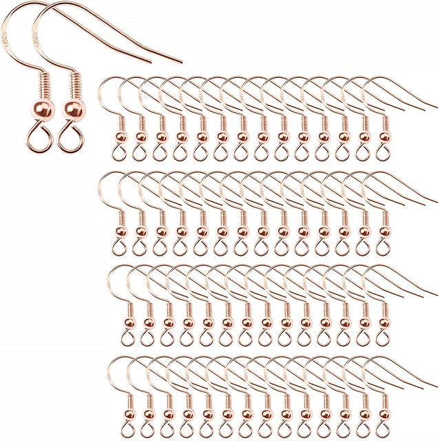 100Pcs KC Gold Earring Hooks KC Gold-Plated Copper Ear Wires Fish Hook Earring with Spring Ball for DIY Jewelry Customize Making (KC Gold)