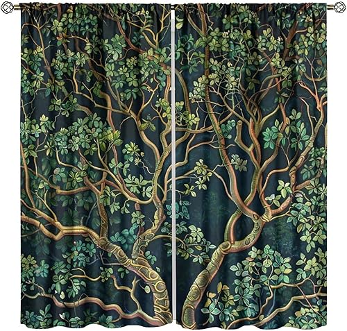 Miniatura 64 de Retro 70s Floral Blackout Window Curtains, Watercolor Flower Plant Rustic Modern Style Pattern Window Drapes, for Bedroom Living Room 42x45in 2