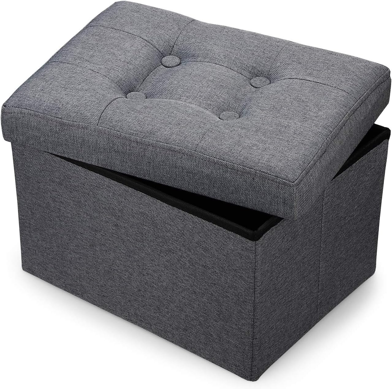 VWMYQ Bileeda Small and Short Foot Rest Stool Ottoman Storage Stool Sofa Seat Coffee Table Linen Fabric Grey