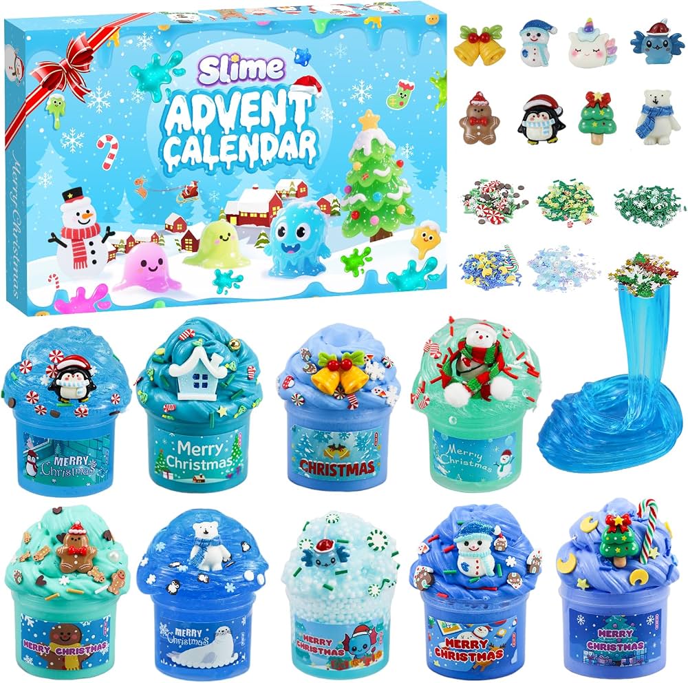 Sumsoltic Schleim-Adventskalender Für Kinder – 24 Tage DIY Mit Kristall-Slime & Deko, Countdown Bis Weihnachten
