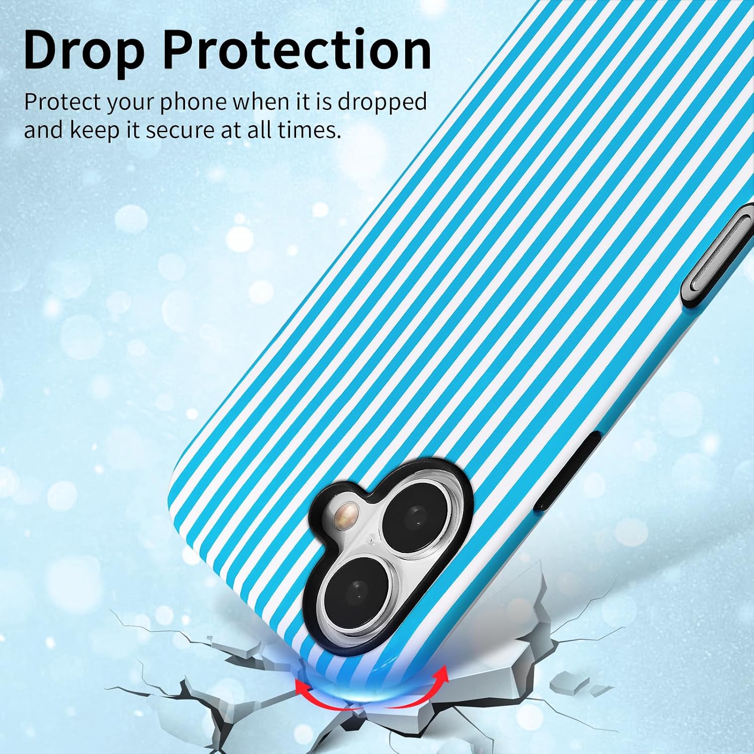 for iPhone 17 Case Striped Cute Aesthetic Fashion Phone Case Glossy Protective Cover for iPhone 17-Blue image 2