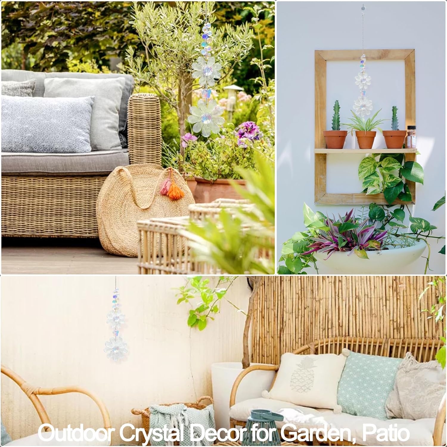 Crystal Flower Suncatcher Hanging Ornament, Rainbow Maker Window Sun Catcher Indoor Outdoor Patio Garden Decor (Clear) - Image 5