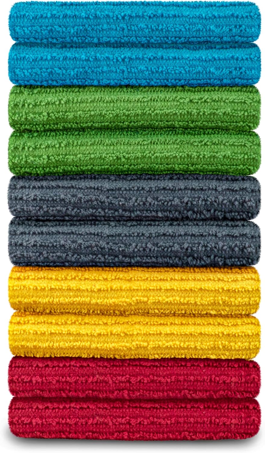 DecorRack 10 Pack 100% Cotton Bar Mop, 16 x 19 inch, Ultra Absorbent, Heavy Duty Kitchen Cleaning Towels, Assorted Colors (10 Pack)