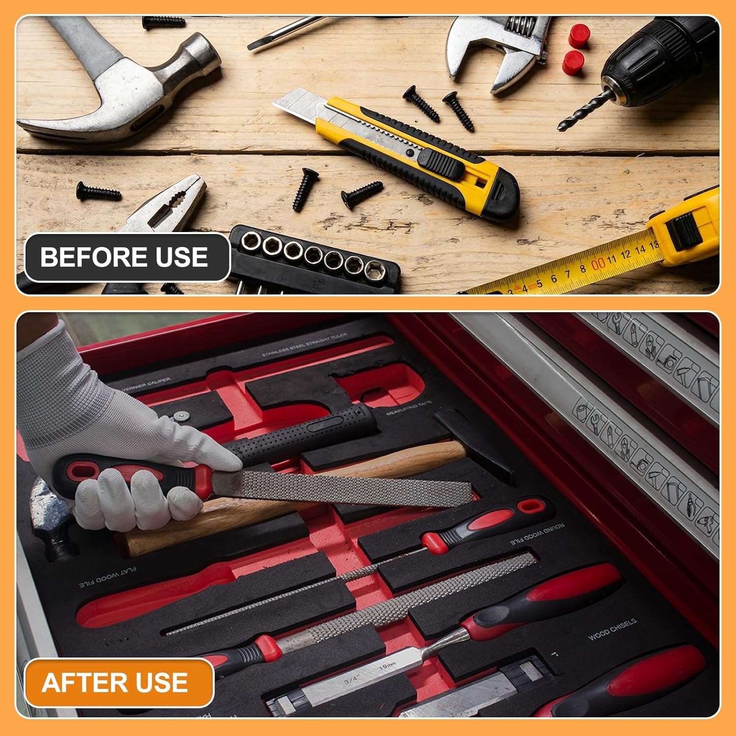 MECCANIXITY 2 Pcs Polyurethane Foam Inserts, 16"Lx12"Wx1.6"T & 16"Lx12"Wx1"T Cuttable Polyurethane Pick and Pluck Packing Sheets Cushioning Padding for Cases Tool Box Game Box Camera(Black)