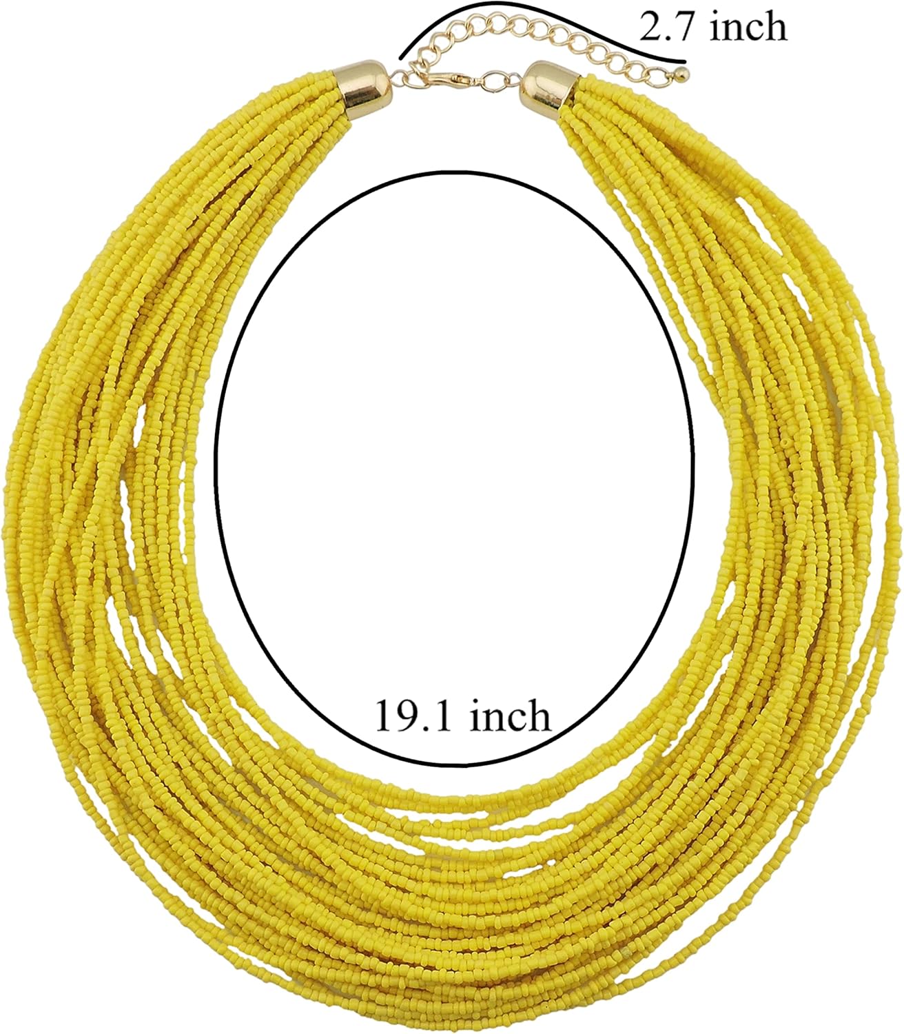 Bocar Multi Layer Chunky Bib Statement Seed Beads Cluster Collar Necklace for Women Gift (NK-10351) - Image 6