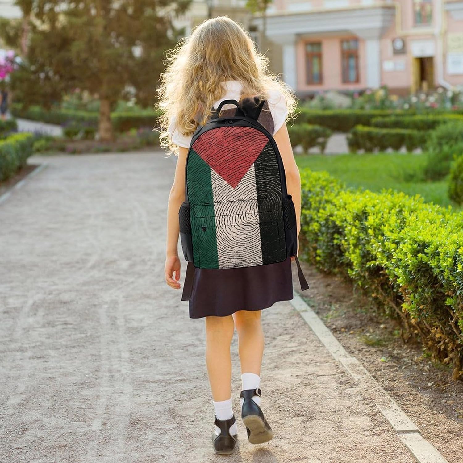 Palestine Flag Fingerprint Backpack Lightweight Backpacks Work Bag