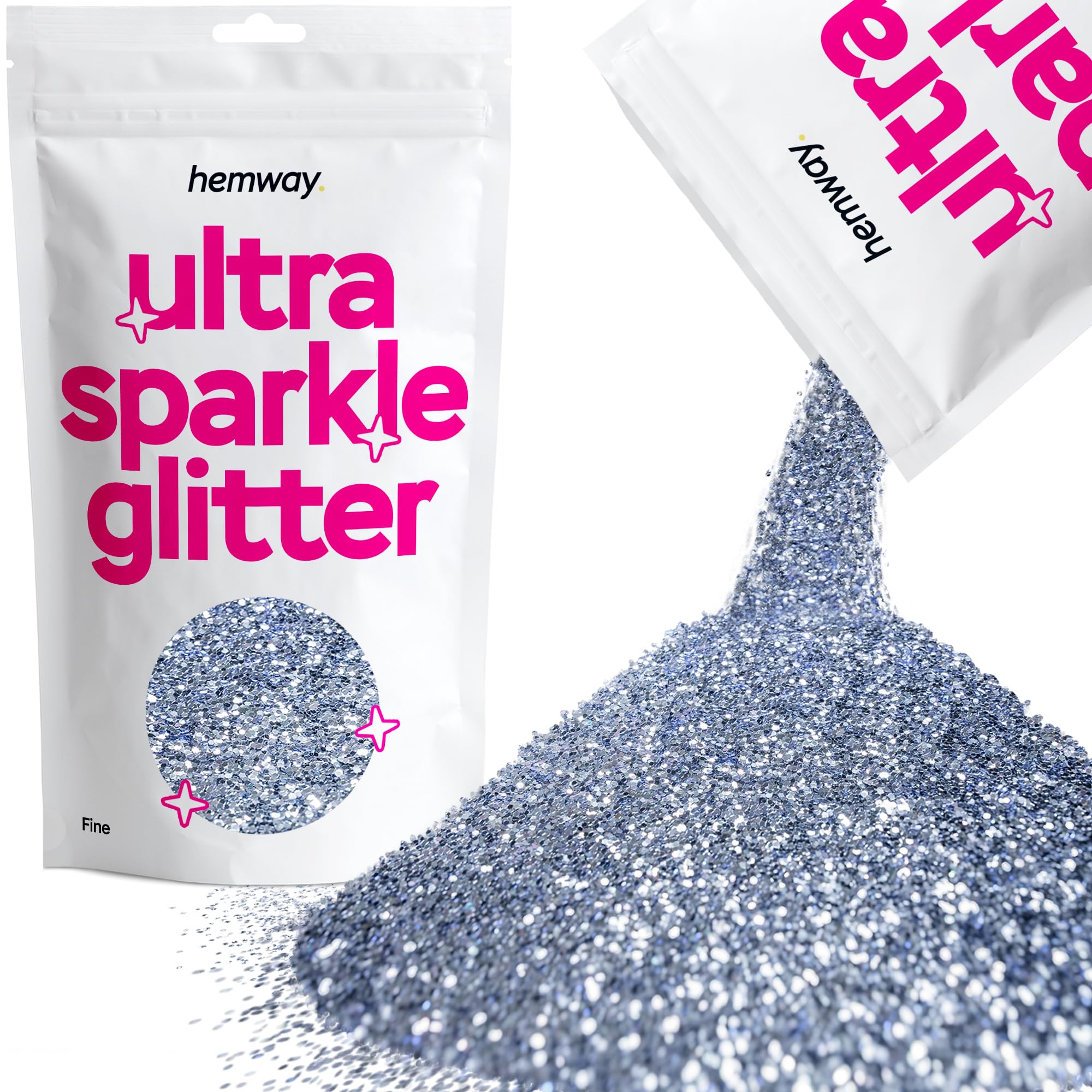 Hemway Ultra Sparkle Glitter Baby Pink Iridescent 100g Fine | Glitter for Arts & Craft, Makeup, Nail Art, Crafting, Card Making, Sparkle Decoration — view 210