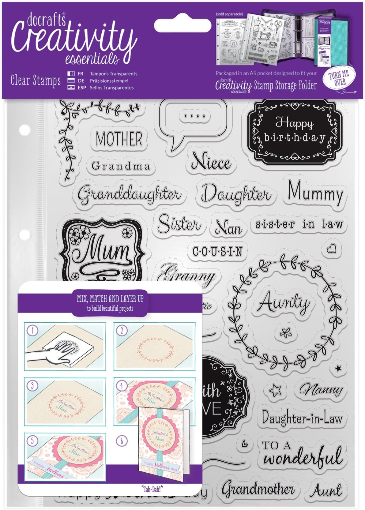 Creativity Essentials"Female Family" Stamp Set, Clear, A5, 40-Piece