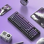 FREEWOLF M96 Wireless Gaming Keyboard Creamy Membrane 94Key ANSI-Purple | Rainbow Backlight,Media Knob,LCD Screen,Dual Mode-Bluetooth/2.4Ghz,Ball Shape PBT Keycap,3000mAh battery for Win Mac PC Gamer