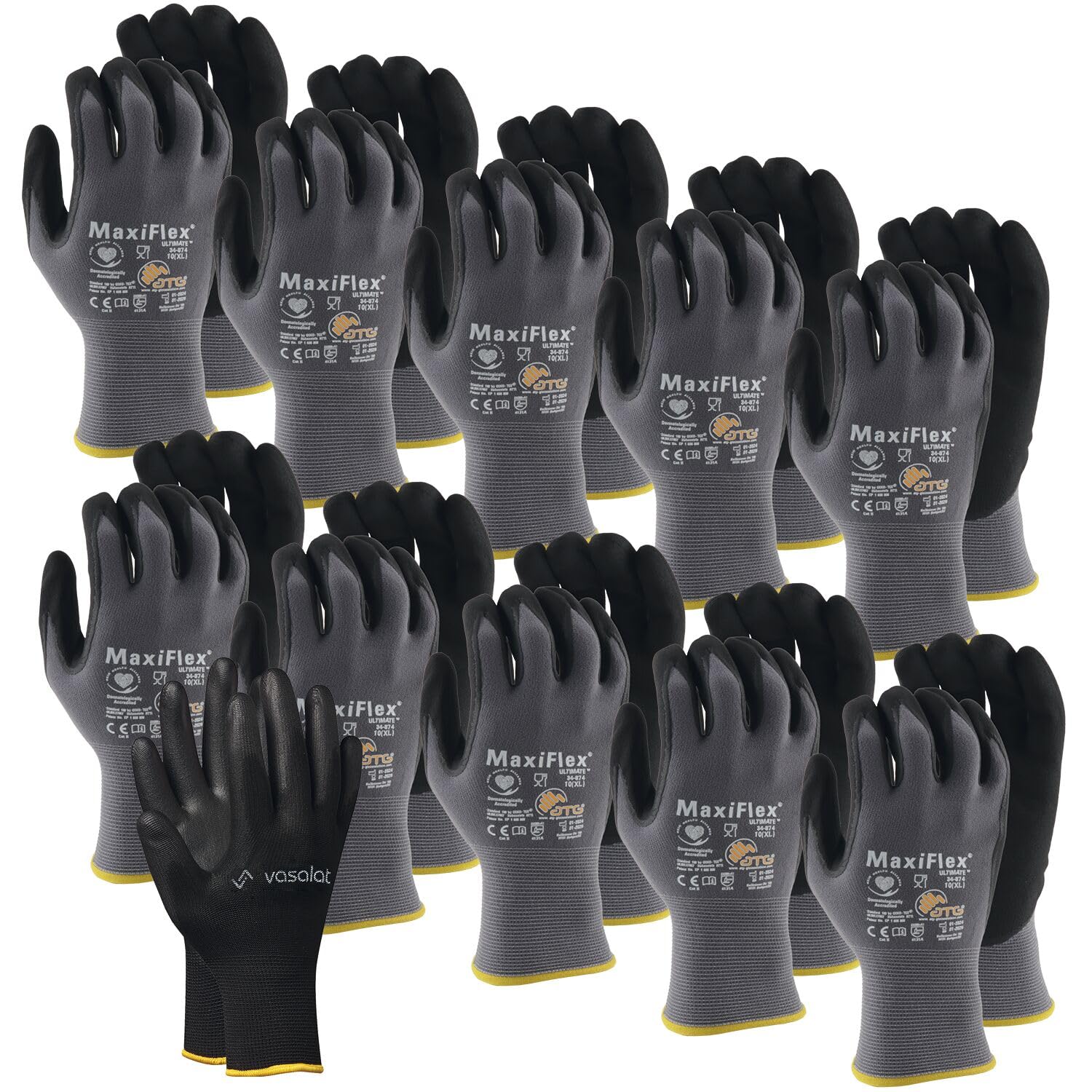 ATG Maxiflex Handschuhe Gr. 10 Ultimate 10 Paar - Arbeitshandschuhe Herren und Damen mit hervorragendem Grip