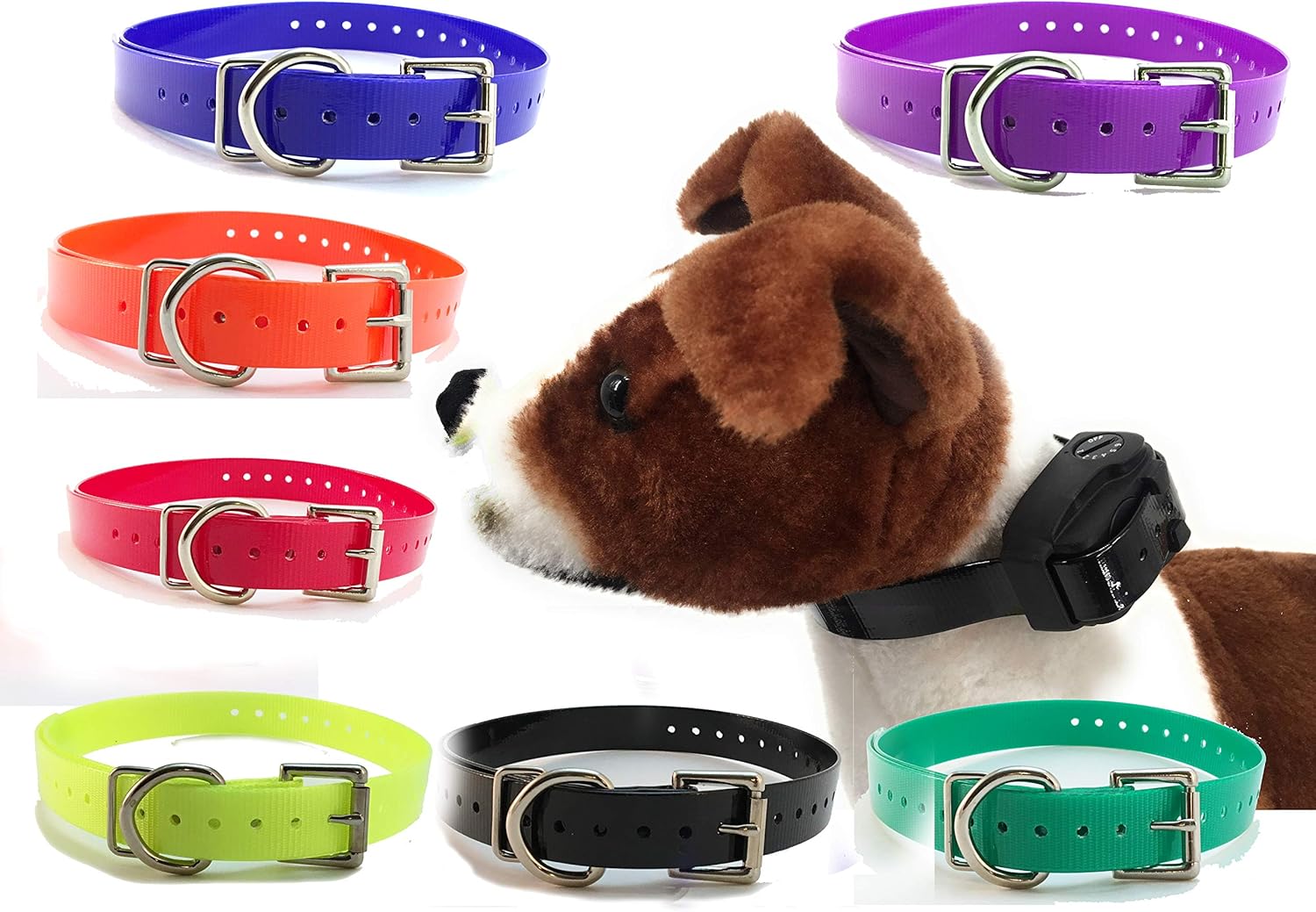 High Flex 3/4" Waterproof Black Roller Buckle Dog Collar Strap