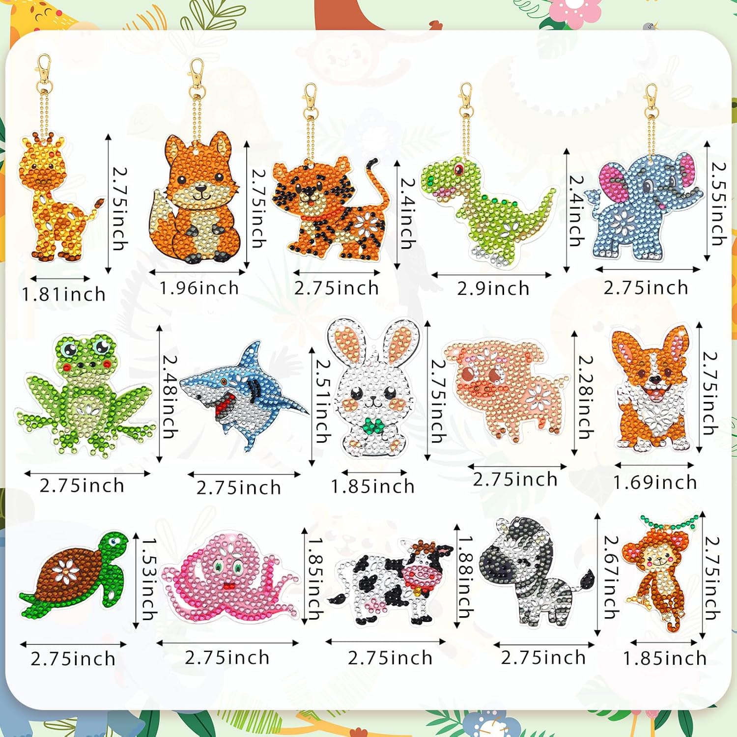 Yaomiao 17 Pcs Diamond Keychains Animal Diamond Art Ornaments Double Side Key Rings DIY 5D Art Pedants for Beginners Birthday Crafting Home Party Decor - Image 2