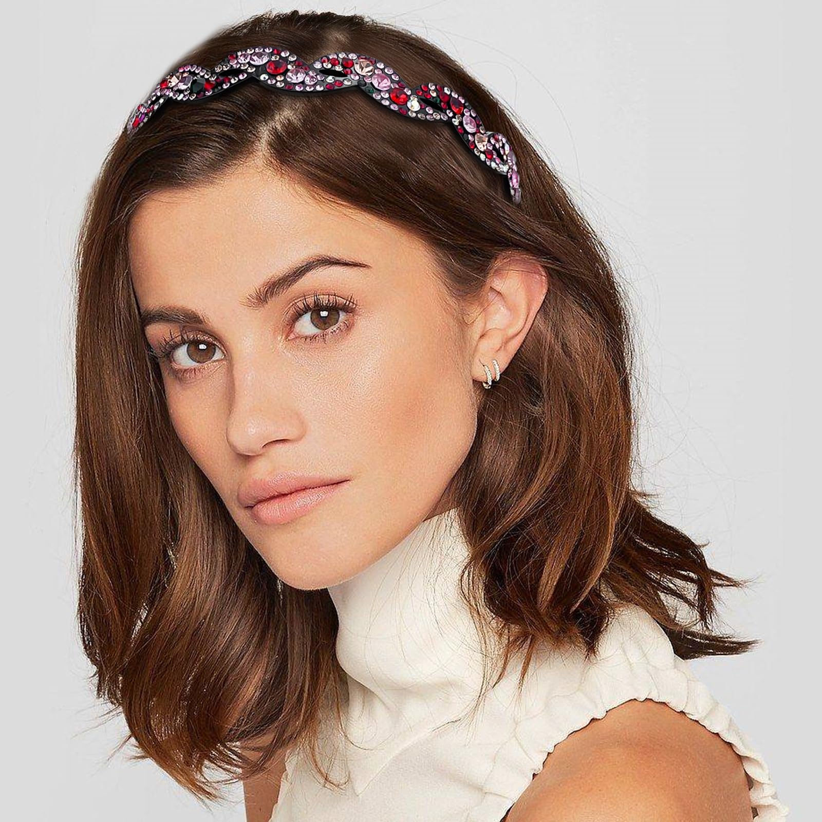 Women Headbands Plastic Crystal Rhinestone Non Slip Wavy Hair Accessories Amazon.com : Yeshan Rhinestone and Crystal Headbands For  main image 4