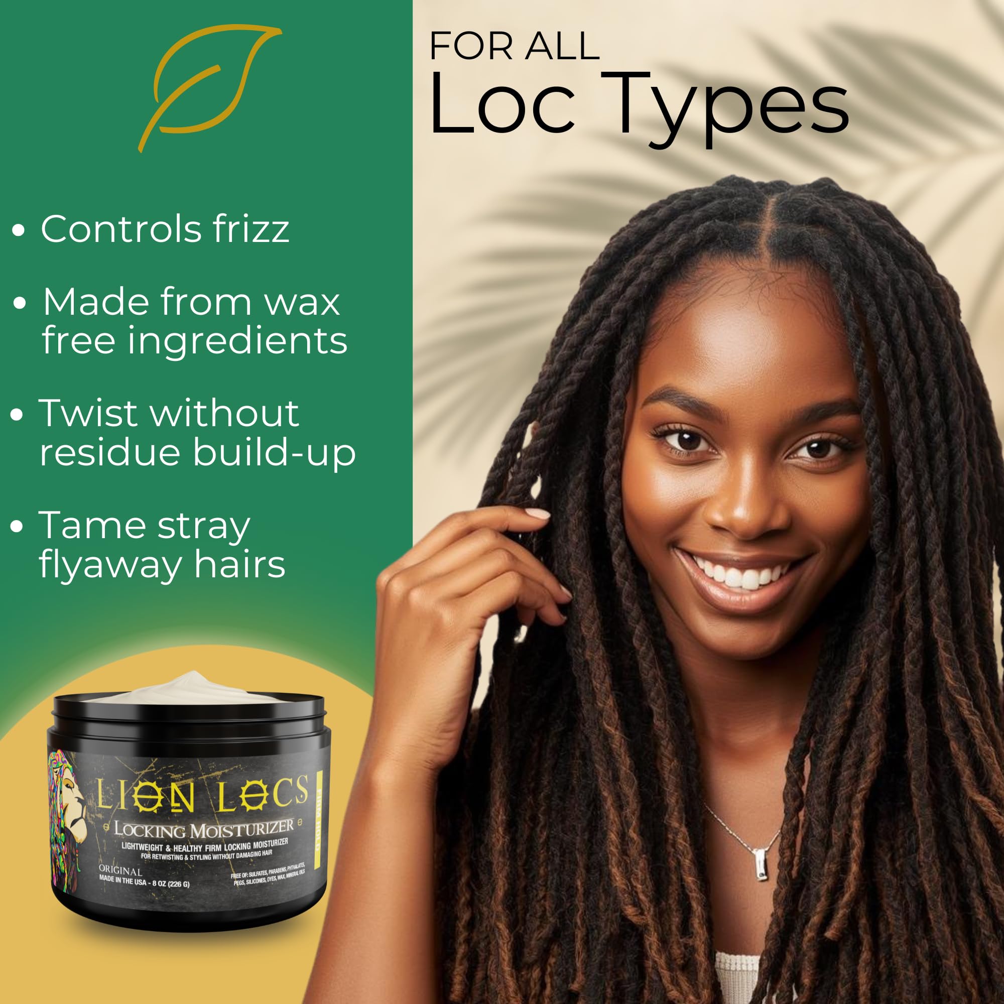 Lion Locs Firm Hold Hair Locking Dreadlock Gel Cream for Dreadlock - Duży pojemnik (236 ml mocny żel blokujący)
