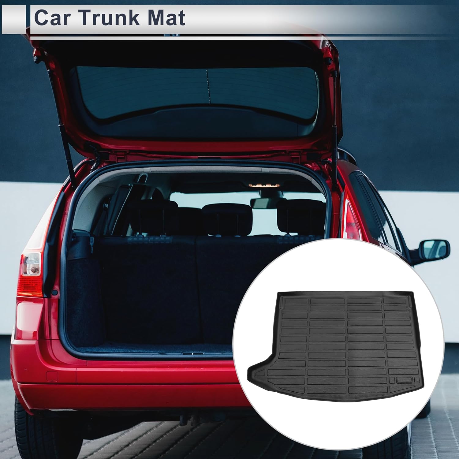 Rear Cargo Liner Rear Trunk Mat for Buick Encore GX AWD 2020-2024 Anti-Slip Trunk Cargo Luggage Boot Tray Mat TPE 1 Pc Flat Face Long Grid Pattern