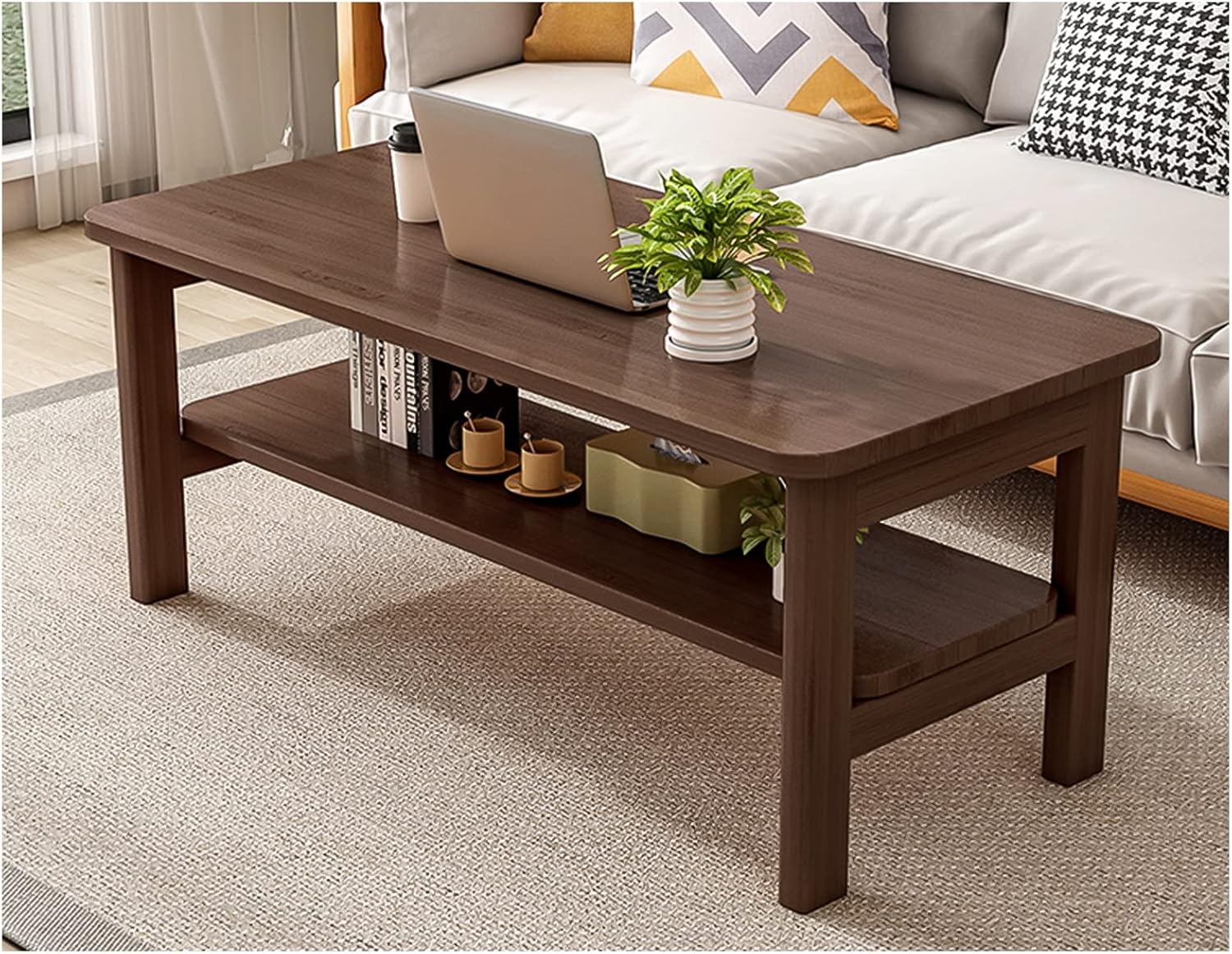 Foldable Tatami Table With Removable Shelf, Japanese Low