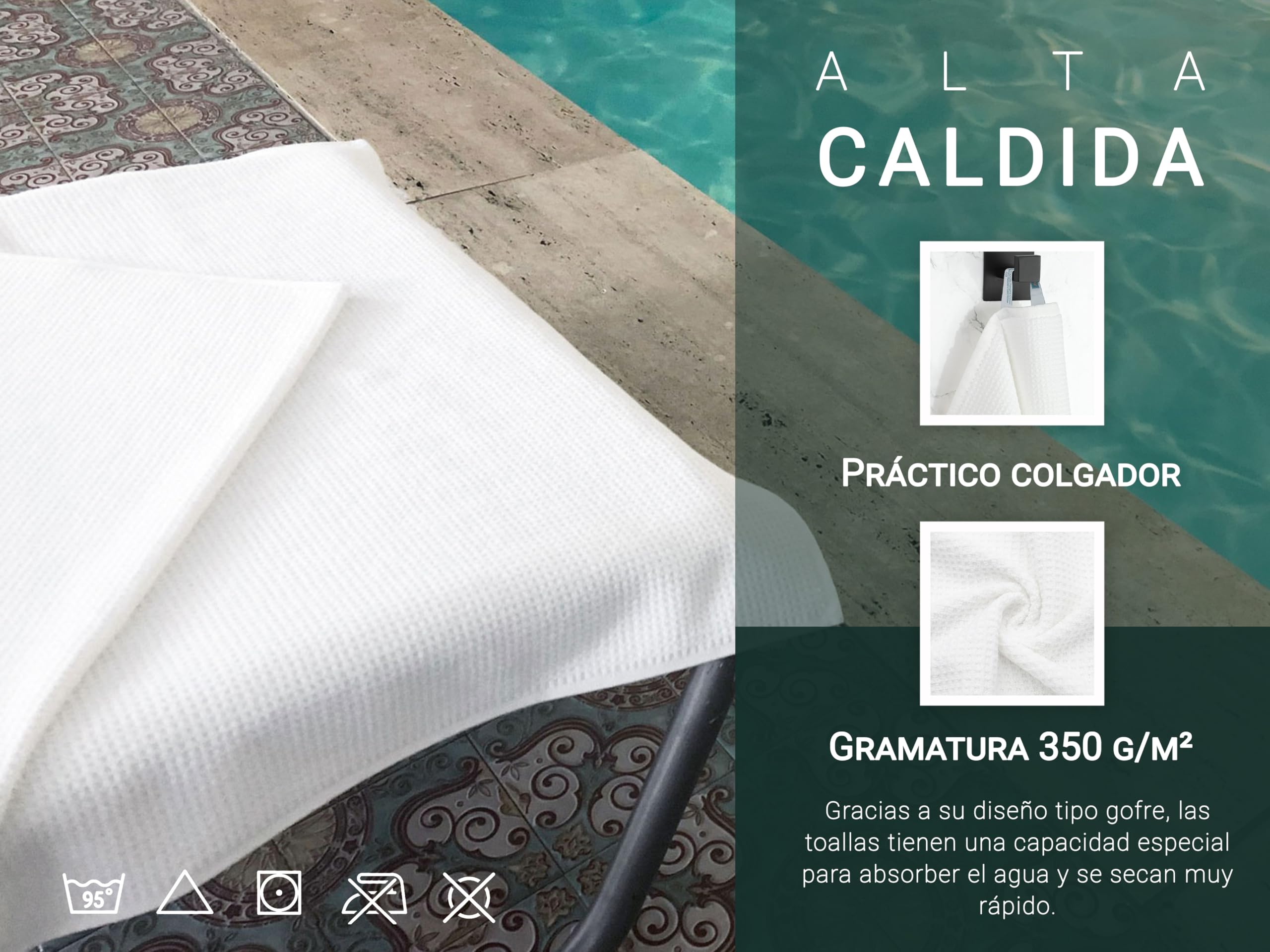 ZOLLNER Juego de 2 Toallas de Sauna de 70x180 cm: Toallas de baño duraderas en Color Beige, con práctico Colgador, diseño Atemporal de Nido de Abeja, Lavables hasta 95°C, algodón, Calidad de Hotel