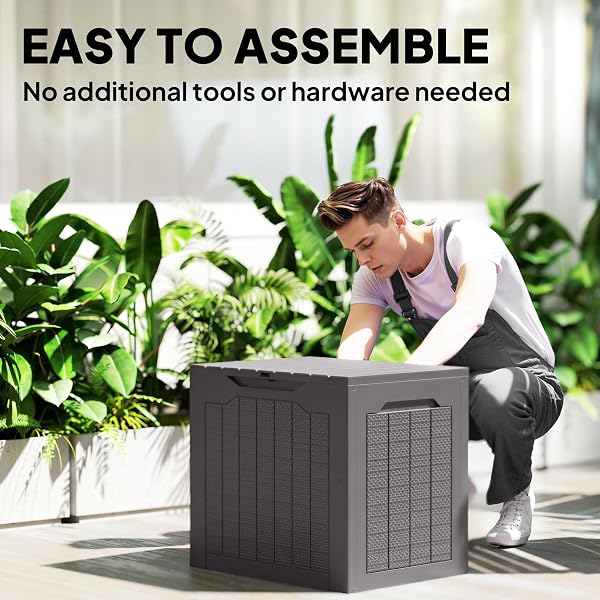 Outsunny 93L Plastic Garden Storage Box, Outdoor Storage Box with Handles, Waterproof Outdoor Storage Container for Garden Tools and Accessories, Brown - 3