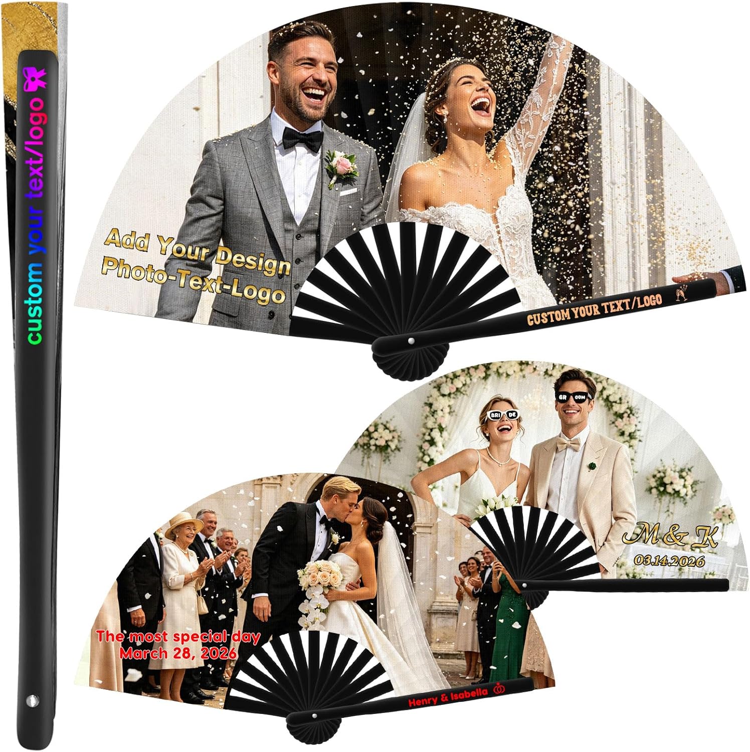 Personalized Decorative Folding Fans Custom Handheld Fans with Photo Text Customize Line Dance Popping Fan Gift for Wedding Dancing Concert Cosplay Party Props