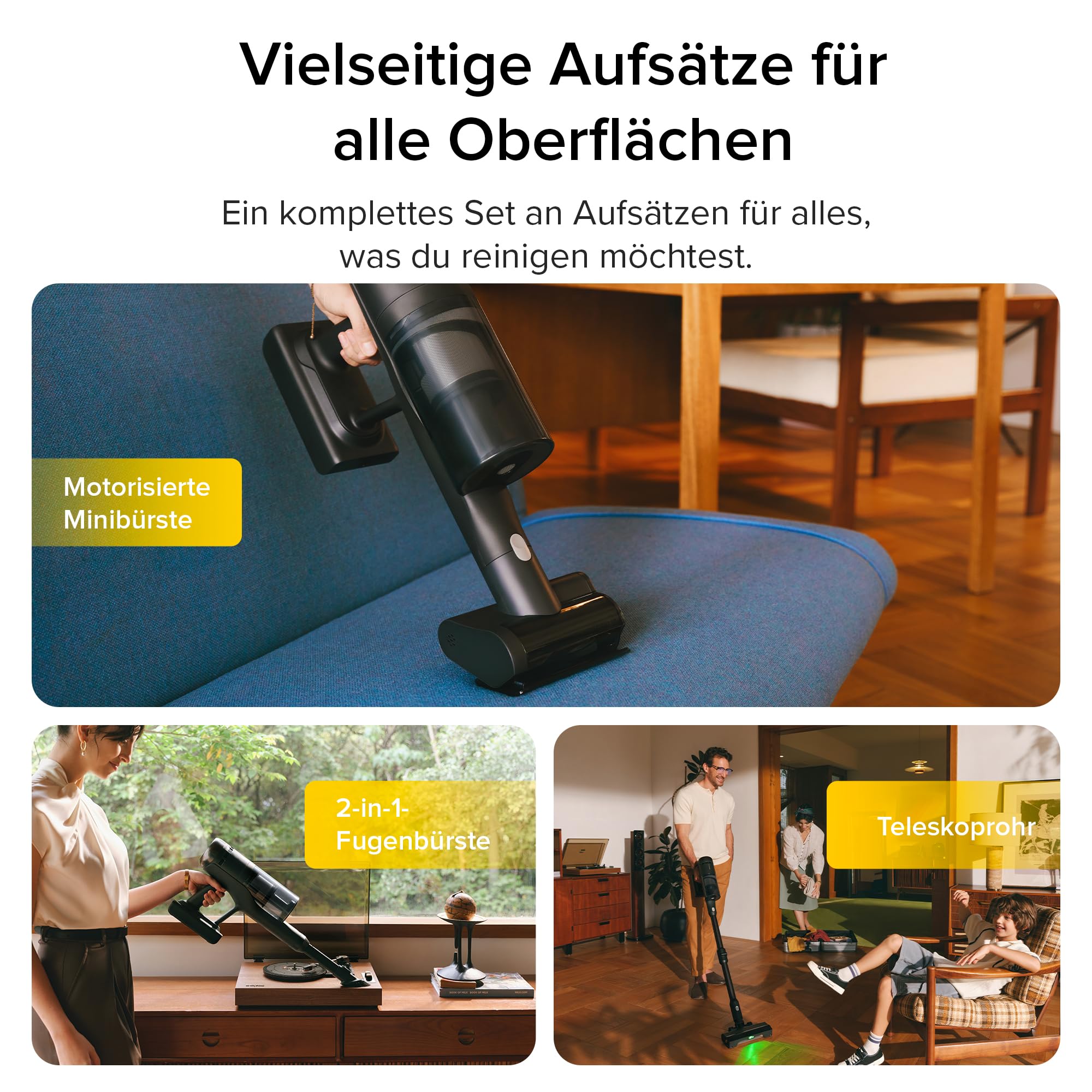 roborock H60 Ultra Akku Staubsauger, 210AW kraftvolle Saugleistung, 90 Min. Maximale Laufzeit, 90° Flexibler Saugrohr, Staubsauger kabellos, Anti-Tangle Bürste für Teppiche, Hartböden, Tierhaare, Auto
