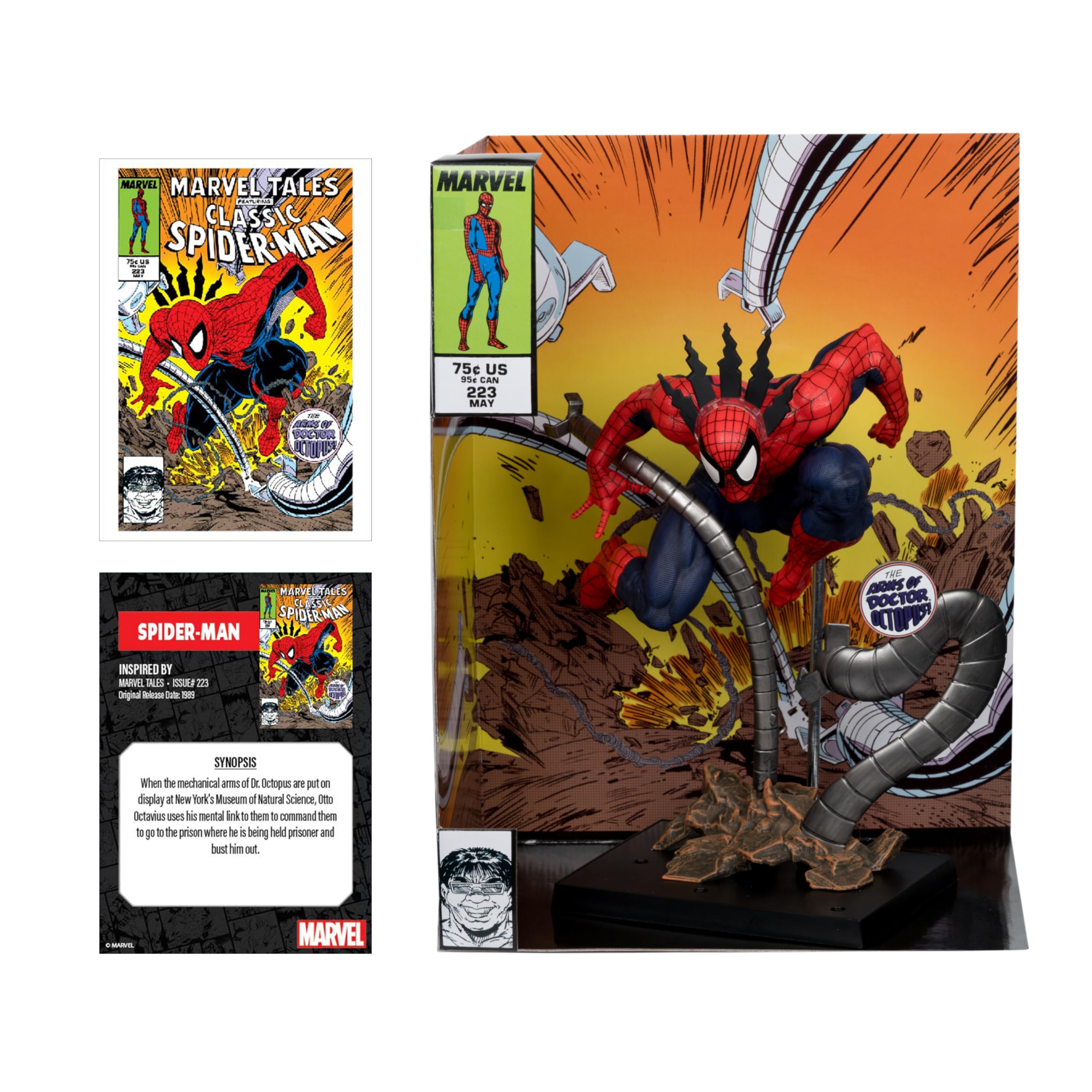 Marvel Spider-Man Skala 1:6. Kolekcjonerska ze sceną i komiksem (Marvel Tales #223) Zabawki McFarlane