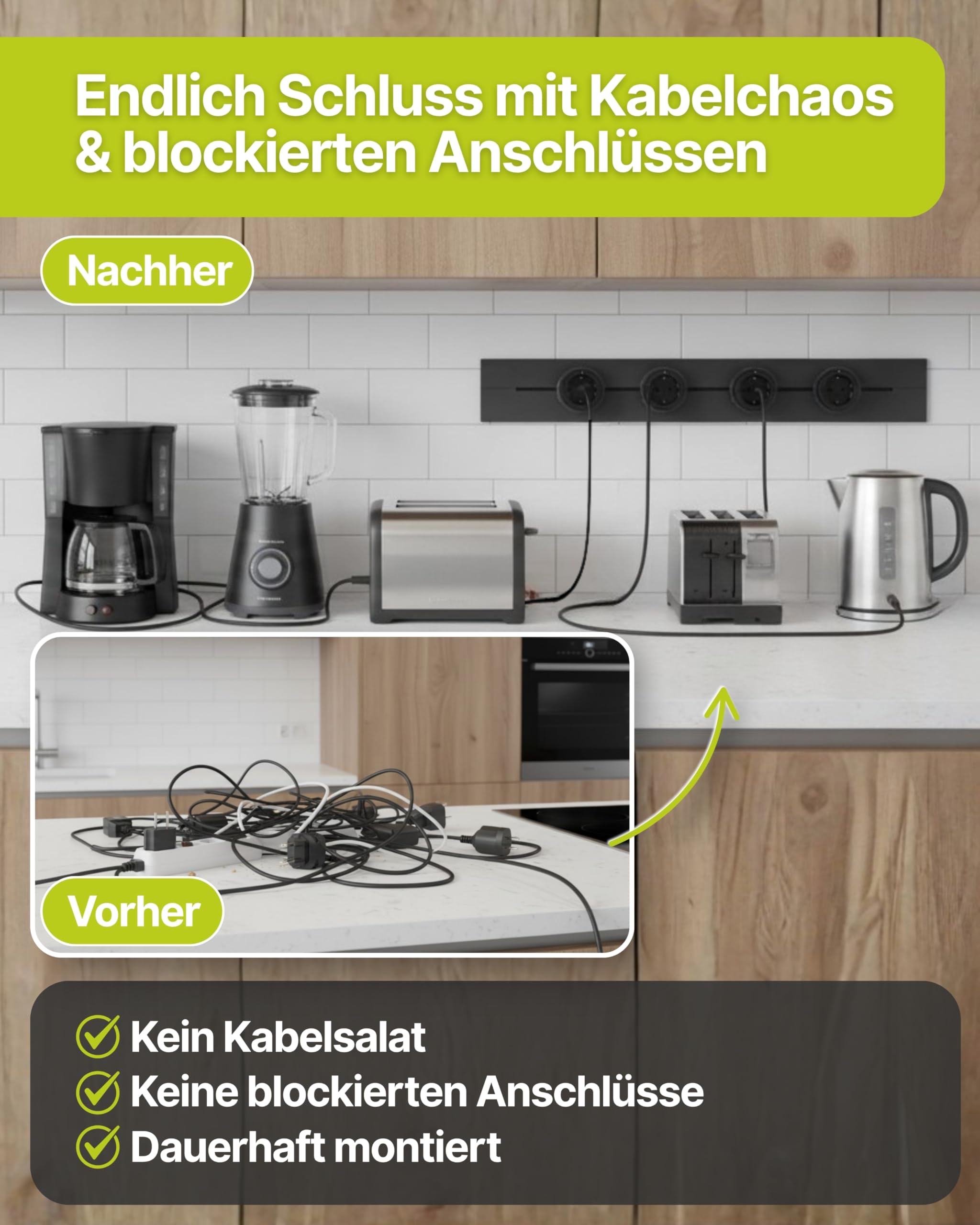 SCHWAIGER Konfigurierbare Steckdosenleiste I 50 cm in Schwarz I Stromschiene im Alu-Design für modulare Steckdosen I Individuell einstellbar I VDE geprüft & perfekt für Küche, Büro & Werkstatt