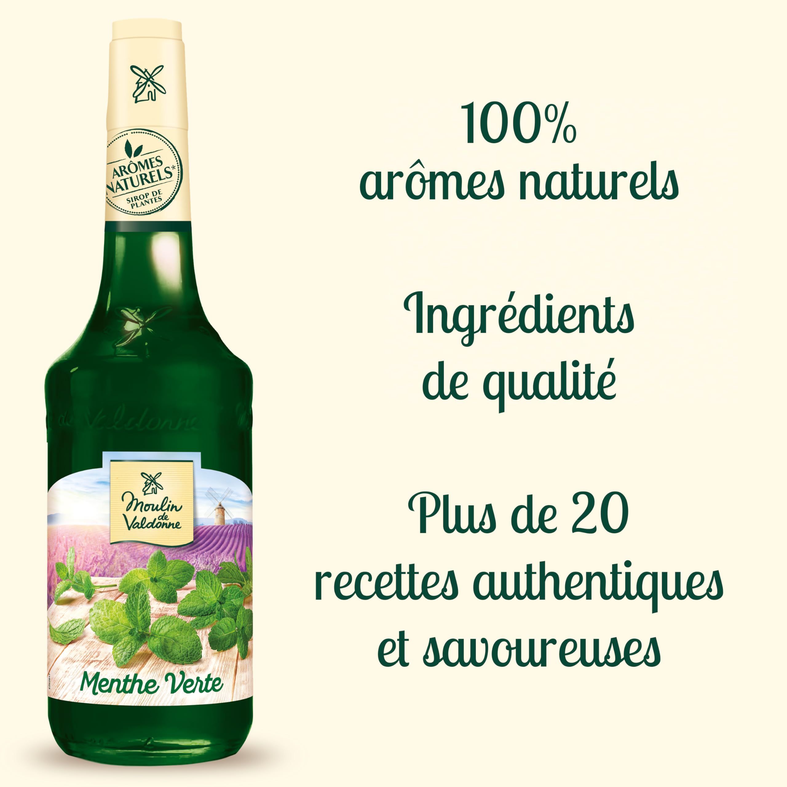Moulin de Valdonne - Assortiment de Sirop de Grenadine, de sirop de Menthe et de sirop de Pêche Blanche pour boissons rafraîchissantes, cocktail avec ou sans alcool, 3 bouteilles 70 cl