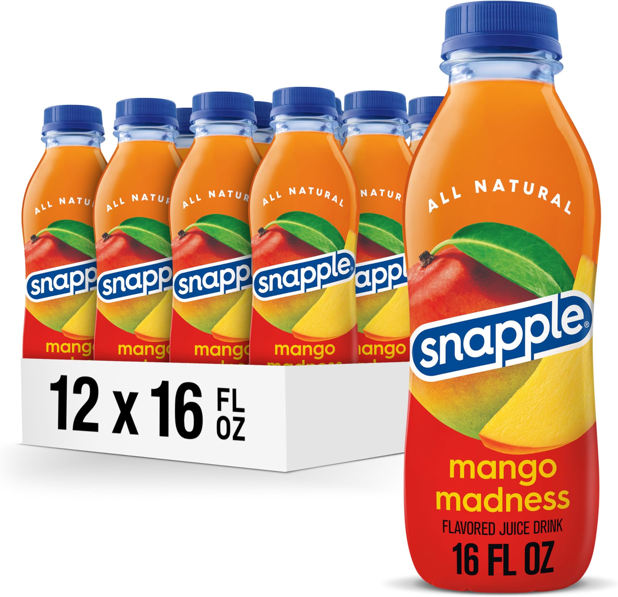 Mango Madness Flavored Juice Drink, 16 fl oz recycled plastic bottle, Pack of 12