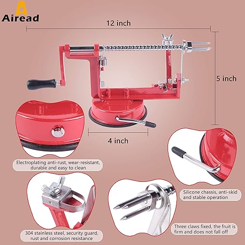 Miniatura 3 de Pelador de manzana, cuchillas de acero inoxidable, pelador de patatas y peras, duradero y resistente, herramienta de cocina mecánica de arranque