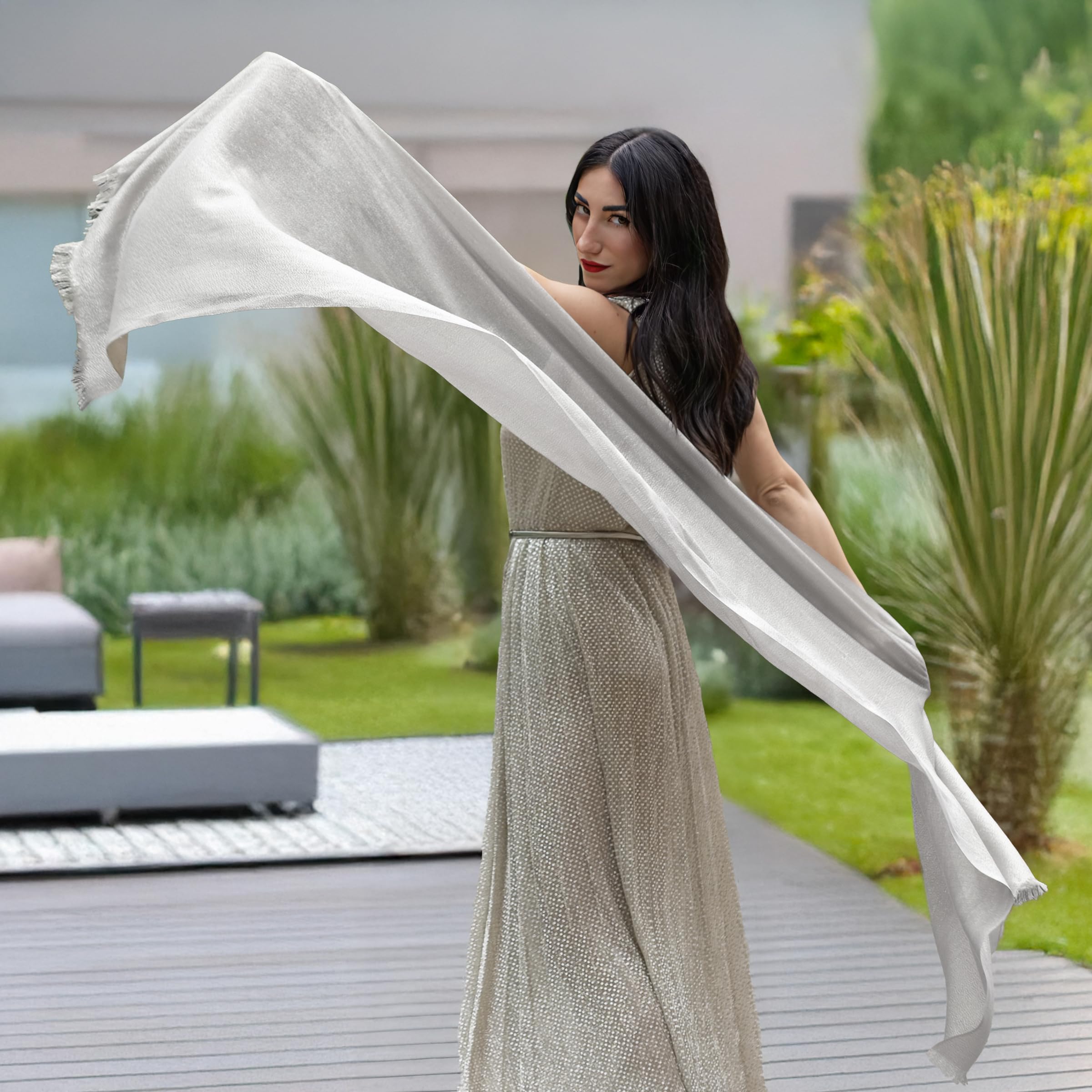 Festliche Stola für Abendkleid 195x90, Bolero Damen festlich, Sommerschal für Hochzeit, Schal Sommer