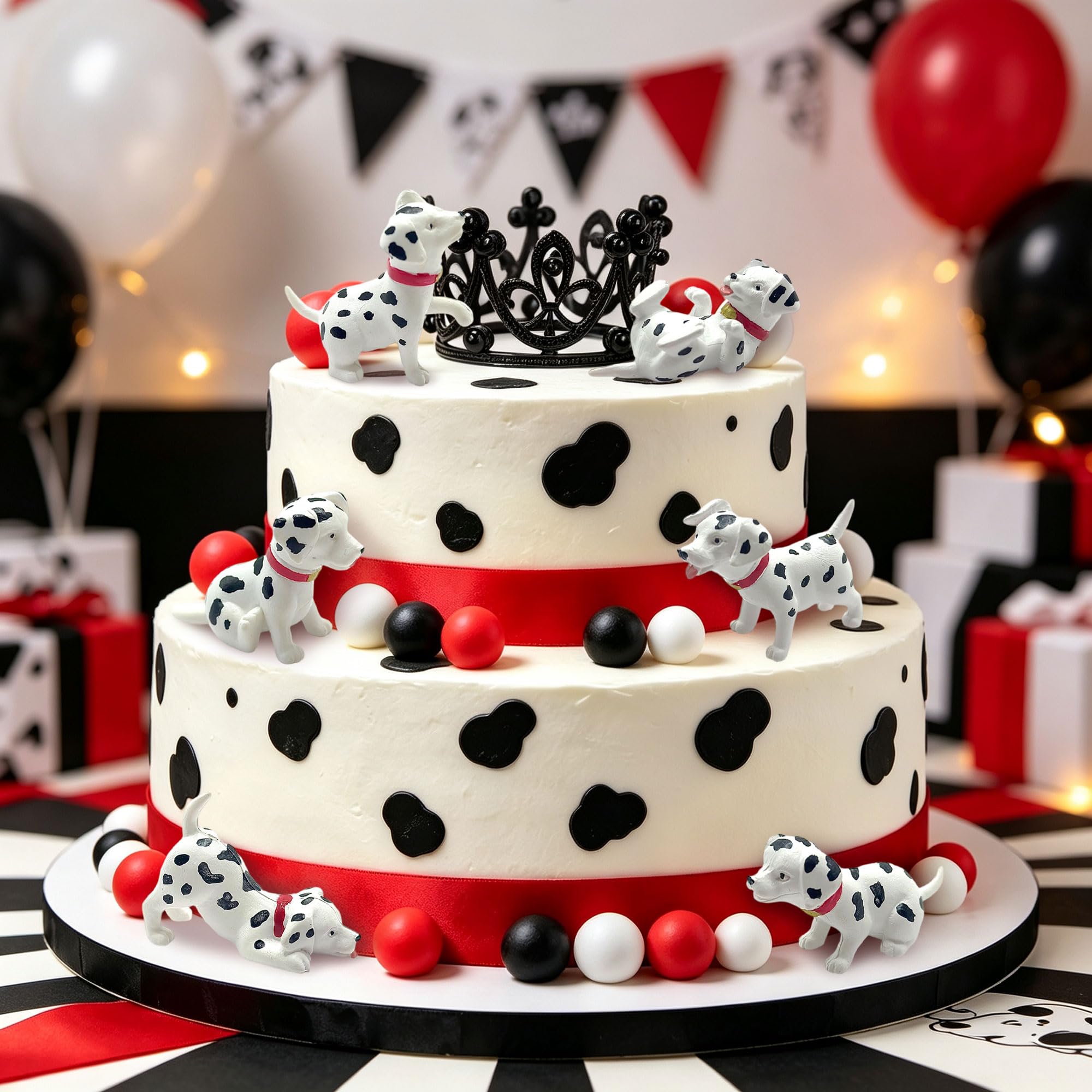 Black and white Spotted Dog Party Cake Decorations