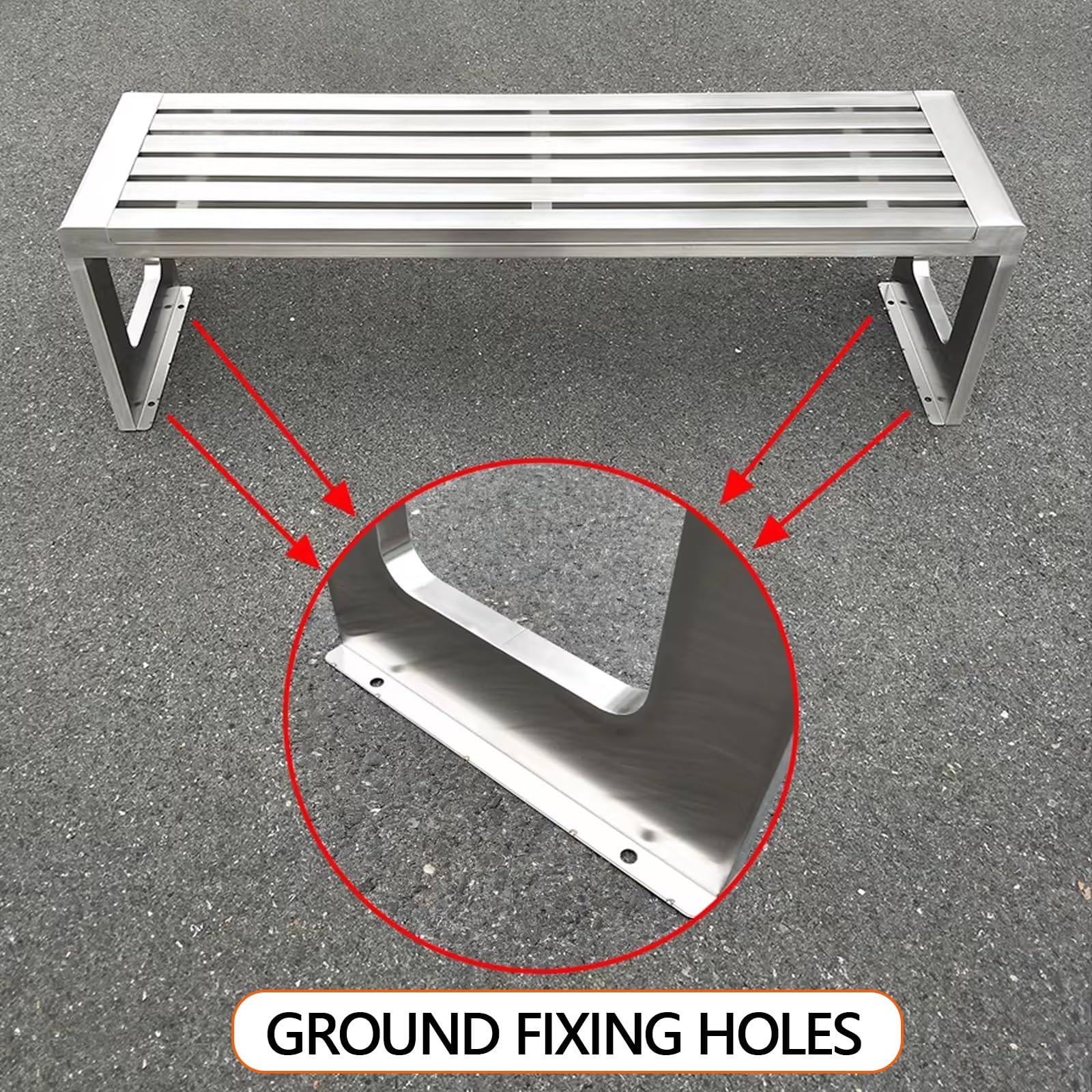 Banco Terraza Exterior Pequeña Gran Capacidad de Carga Banco de Acero Inoxidable para Zonas Comunes y Parques para Terrazas Parques Piscinas y Hospitales(120x40x45cm)